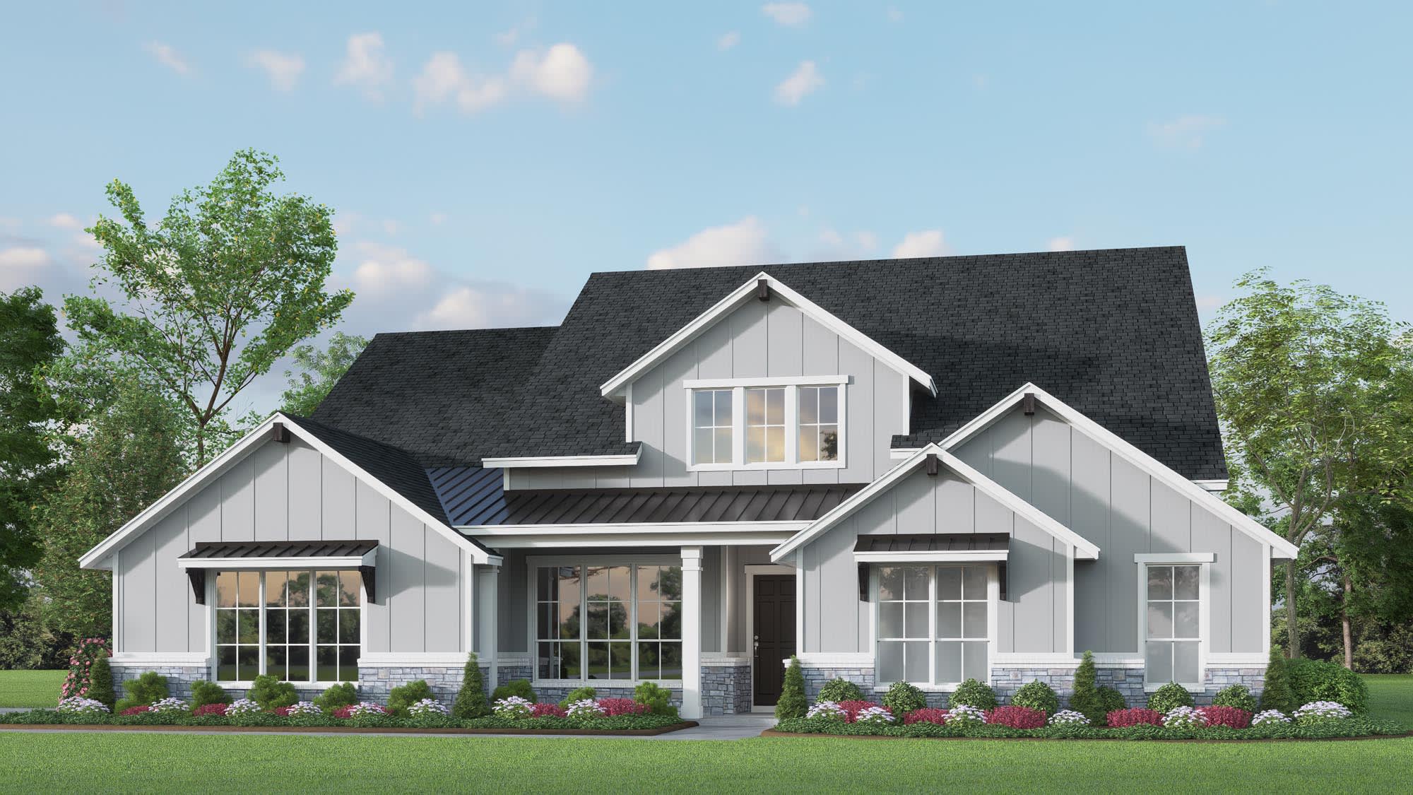 Elevation D with Stone | Concept 3009 at The Meadows in Gunter, TX by Landsea Homes