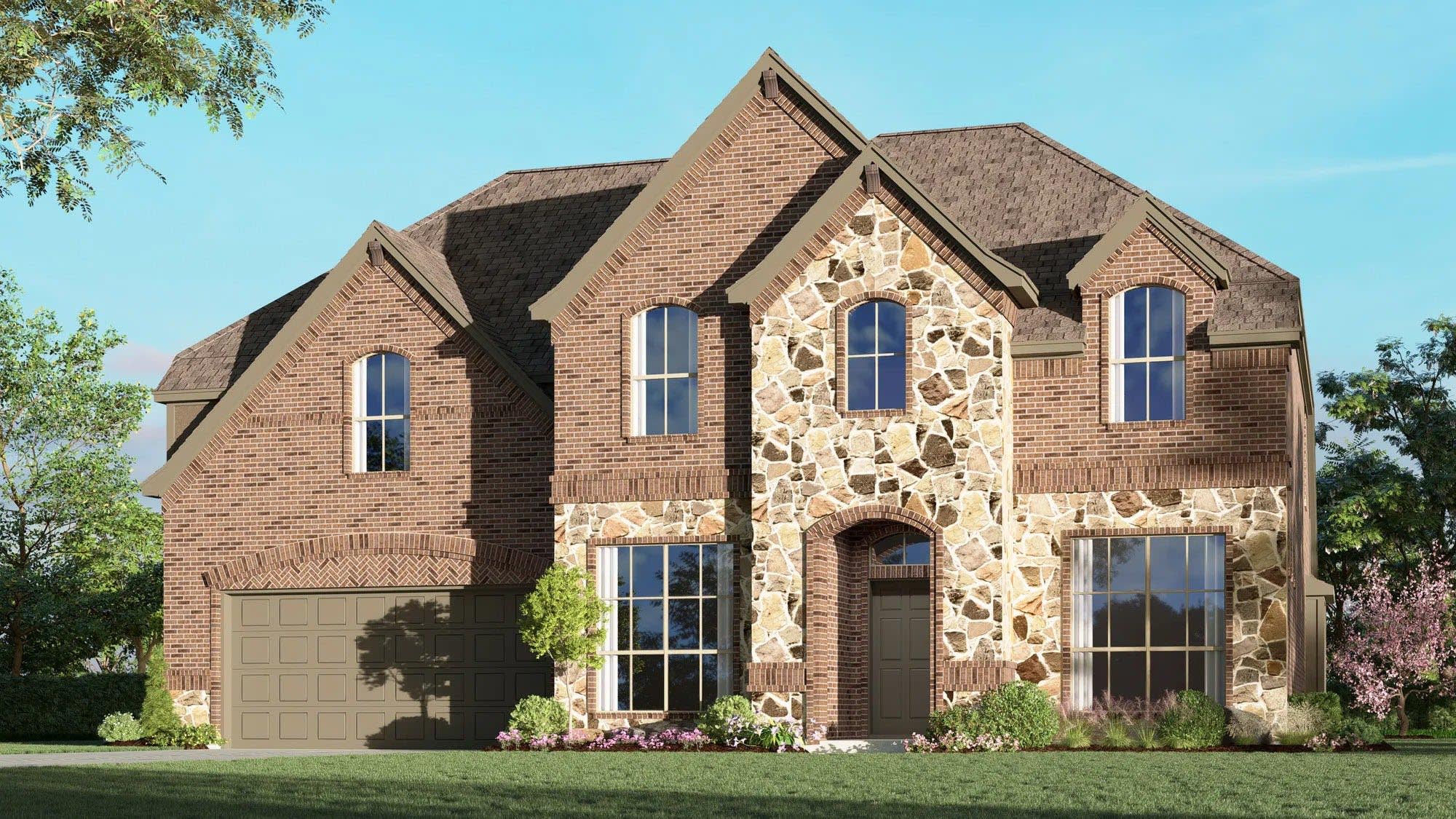 Elevation D with Stone | Concept 3135 at Villages of Walnut Grove in Midlothian, TX by Landsea Homes