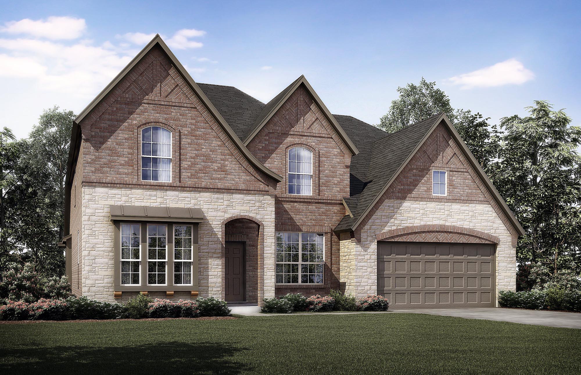 Elevation D with Stone | Concept 3218 at Coyote Crossing in Godley, TX by Landsea Homes