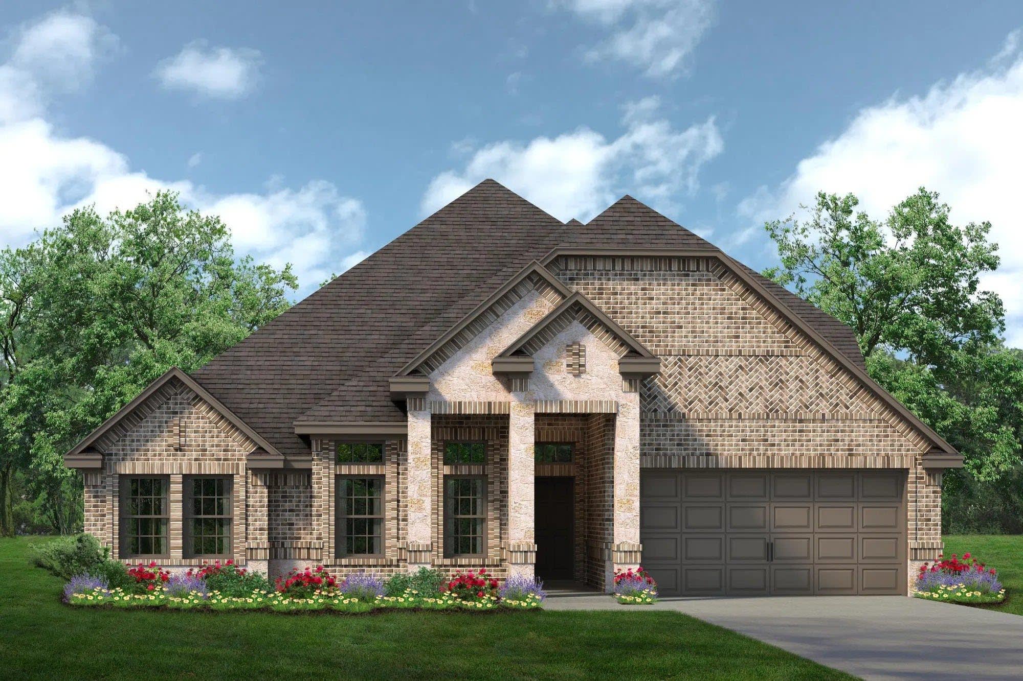 Elevation E with Stone | Concept 2379 at Villages of Walnut Grove in Midlothian, TX by Landsea Homes