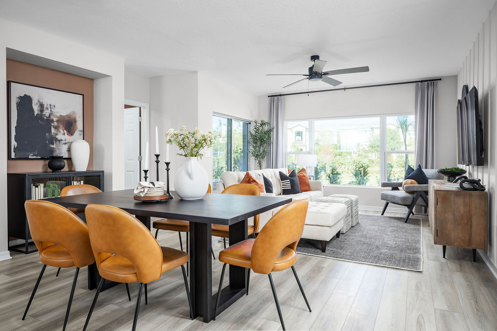 Hamilton | Great Room to Kitchen | Thompson Village | New Townhomes in Apopka, FL | Landsea Homes