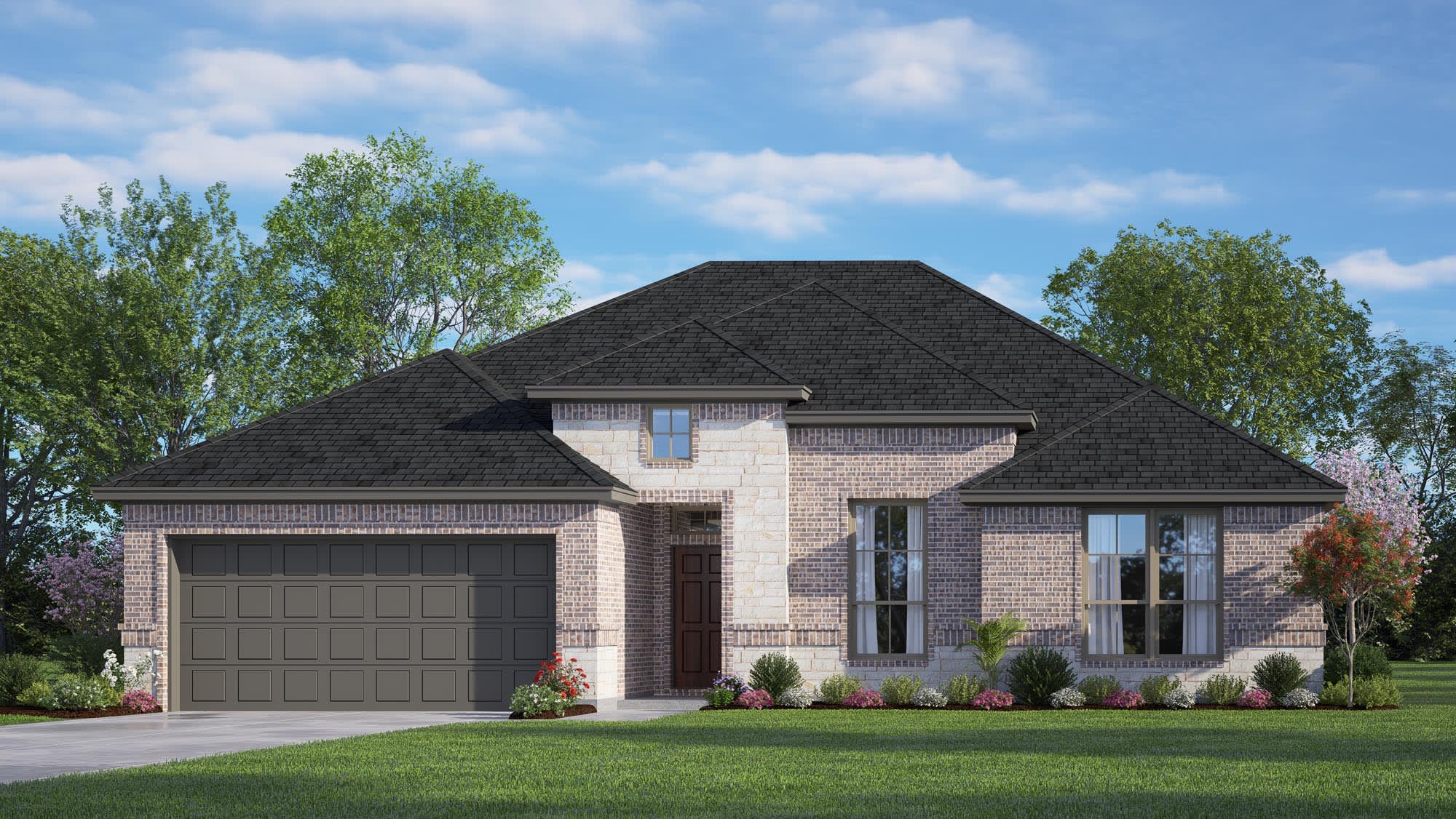 Elevation A with Stone | Concept 2027 at Belle Meadows in Cleburne, TX by Landsea Homes