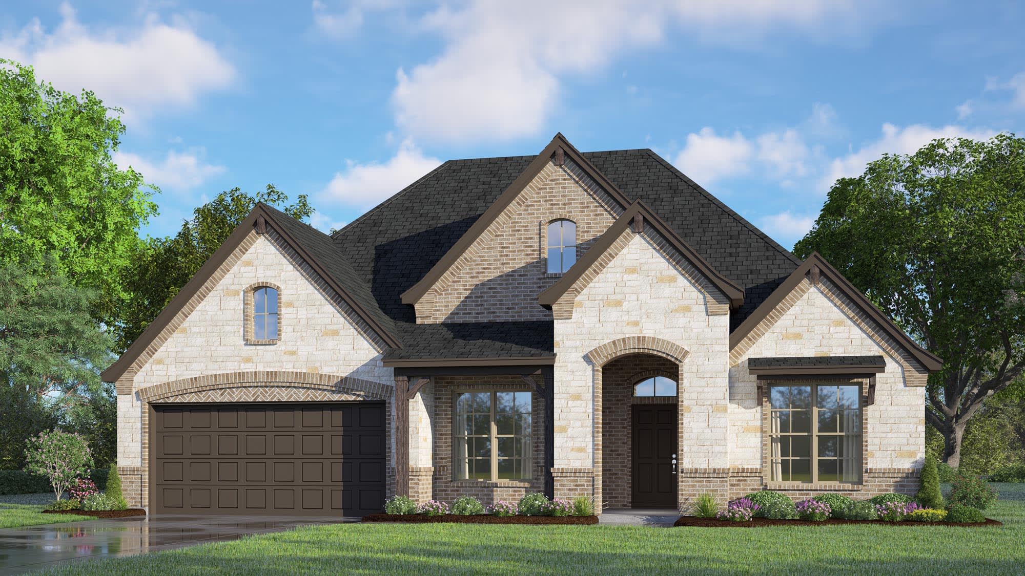 Elevation D with Stone | Concept 2464 at Belle Meadows in Cleburne, TX by Landsea Homes