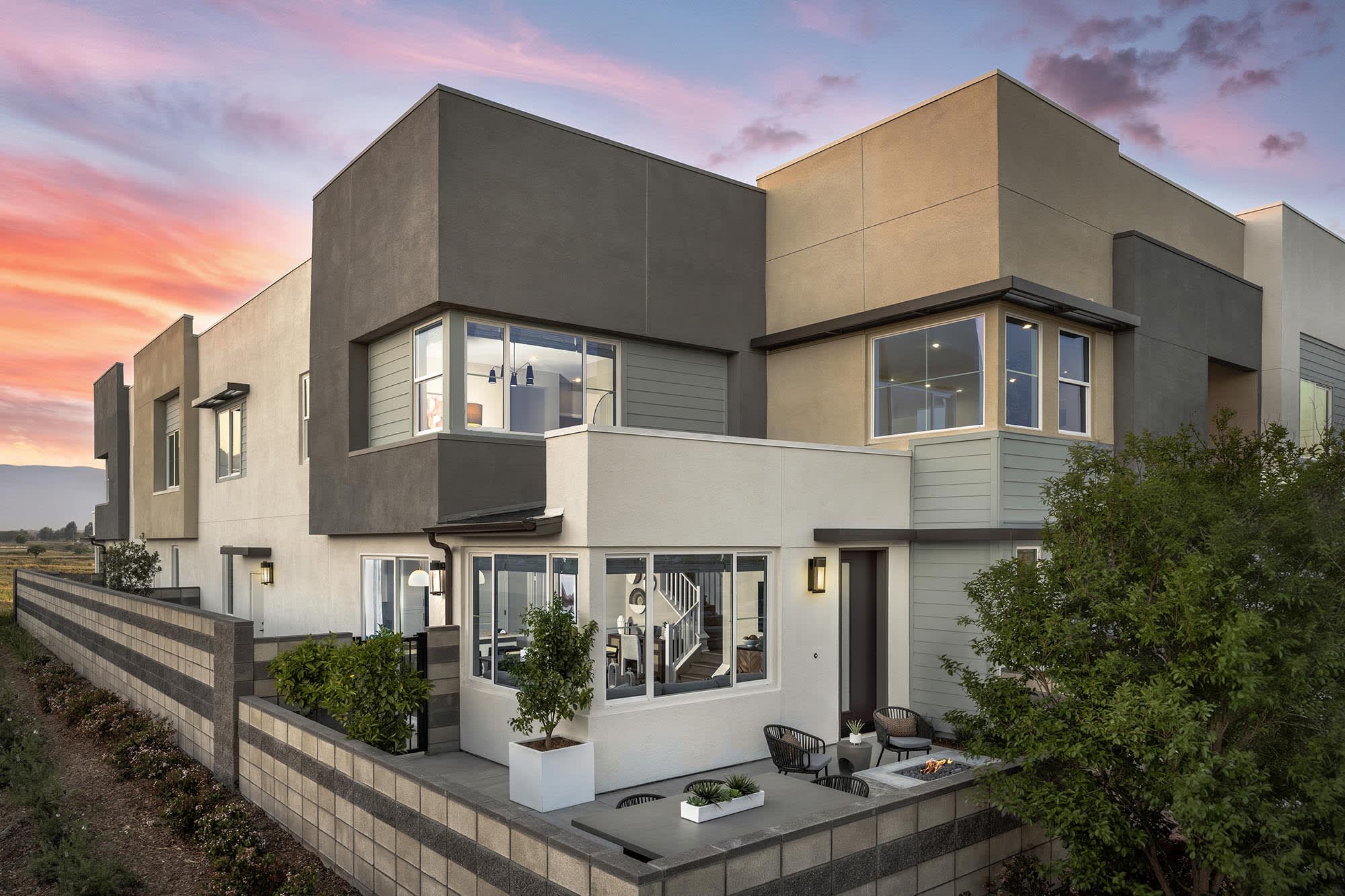 Exterior Night | Plan Five | eave at neuhouse in Ontario, CA by Landsea Homes