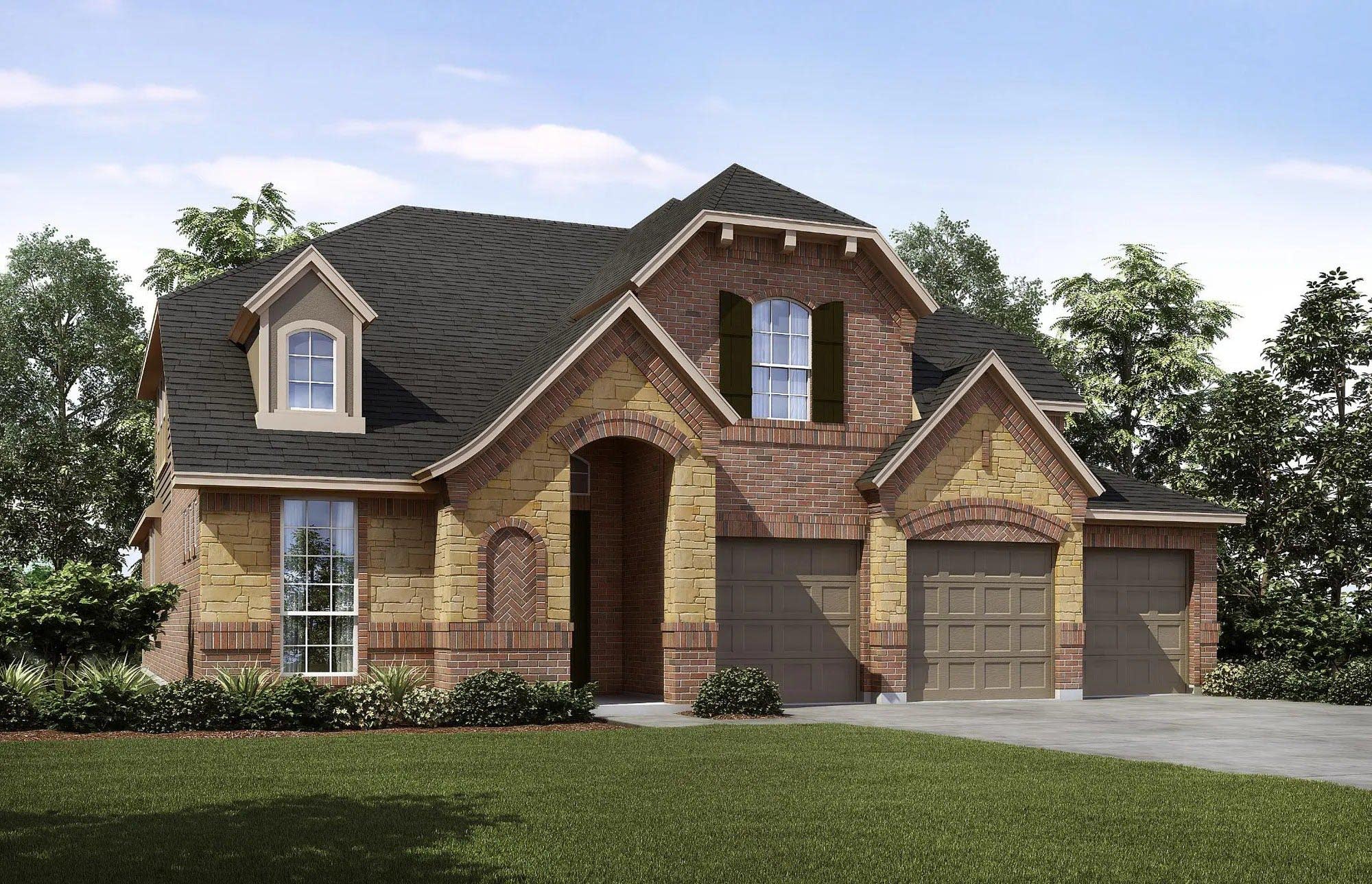 Elevation B with Stone | Concept 3015 at Lovers Landing in Forney, TX by Landsea Homes