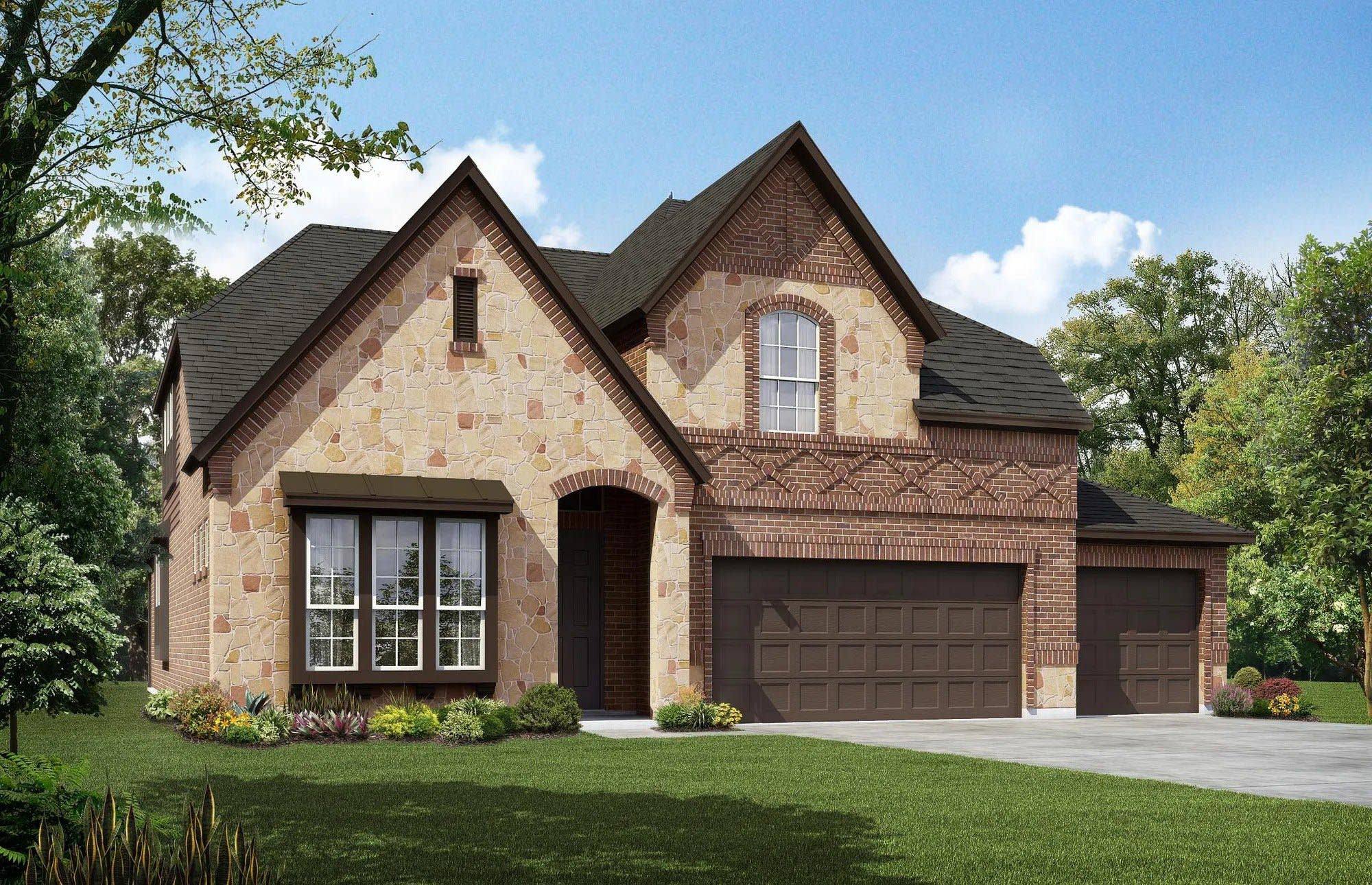 Elevation C with Stone | Concept 3015 at Lovers Landing in Forney, TX by Landsea Homes