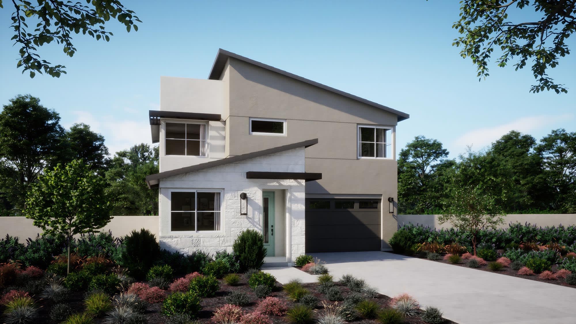 Mid-Century Modern Elevation – Plan 1 – Peri in Ontario, CA by Landsea Homes