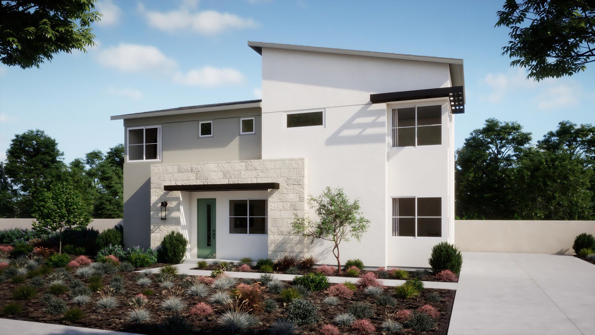 Mid-Century Modern Elevation – Plan 2 – Peri in Ontario, CA by Landsea Homes