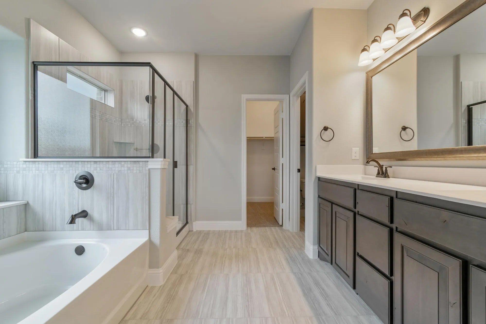 Primary Bathroom | Concept 3218 at Lovers Landing in Forney, TX by Landsea Homes