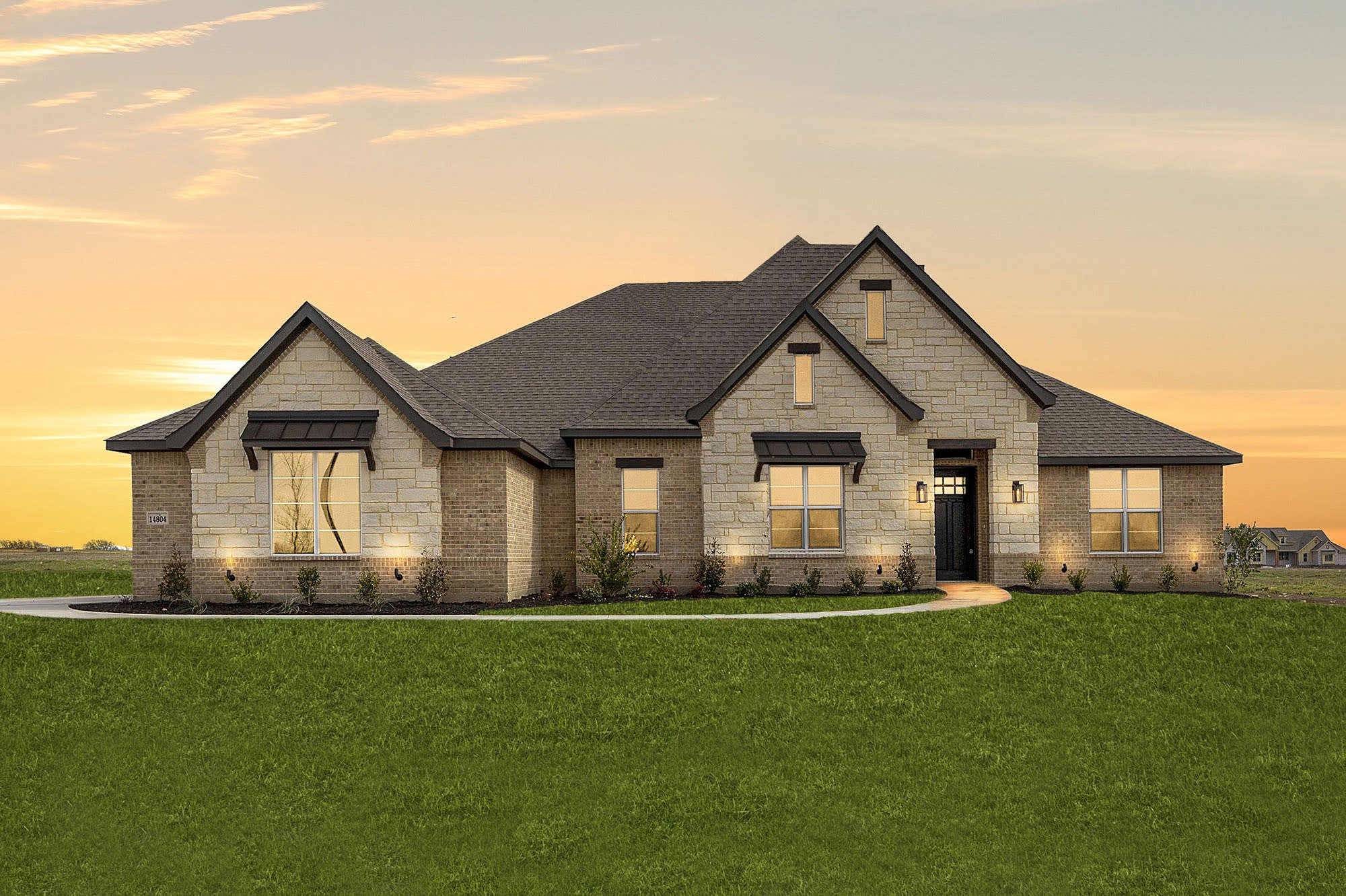 Elevation B With Stone | Concept 3141 at Mockingbird Hills in Joshua, TX by Landsea Homes