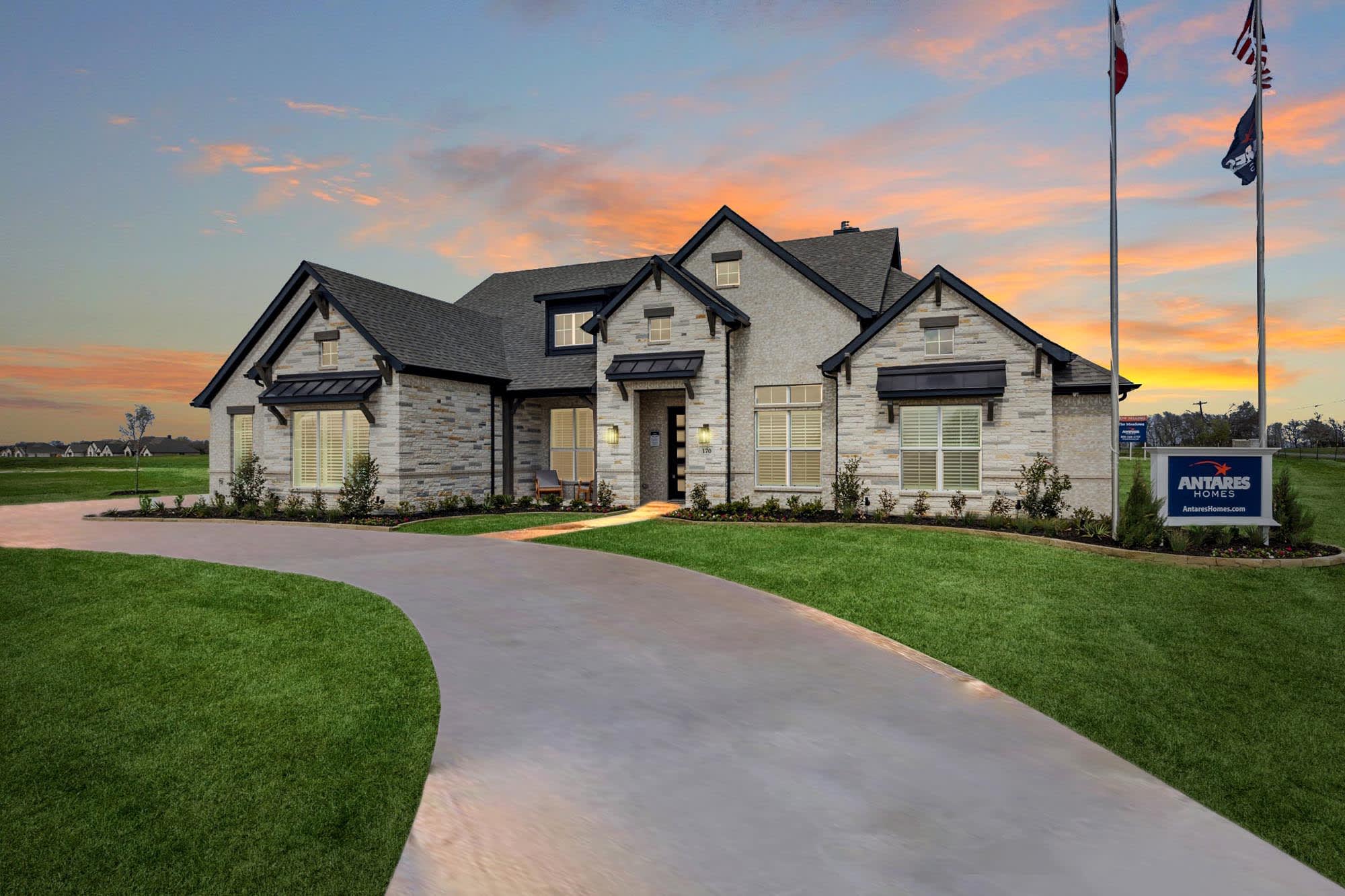 Elevation C With Stone | Concept 3441 at Mockingbird Hills in Joshua, TX by Landsea Homes