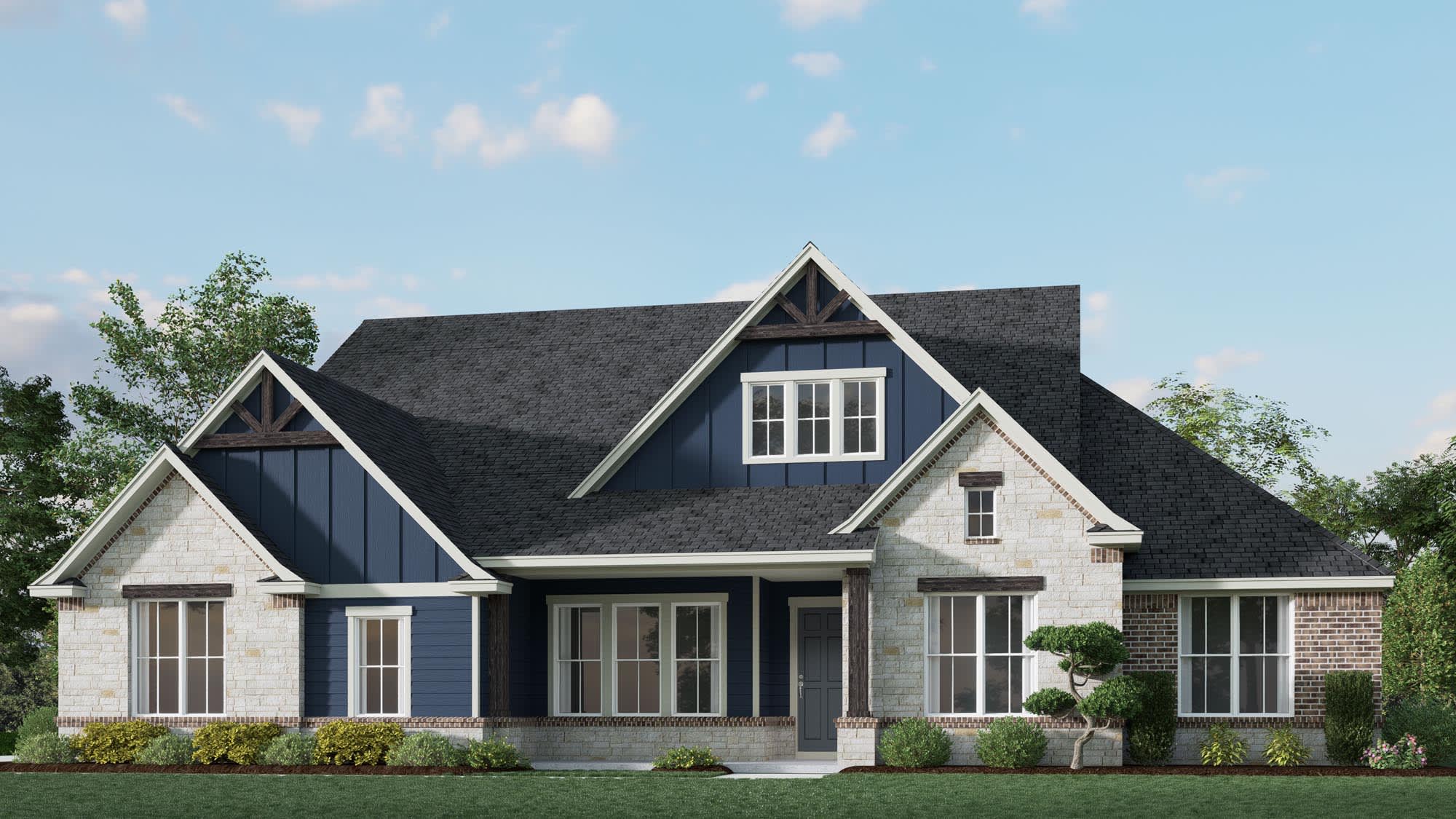 Elevation C With Stone | Concept 3009 at Mockingbird Hills in Joshua, TX by Landsea Homes