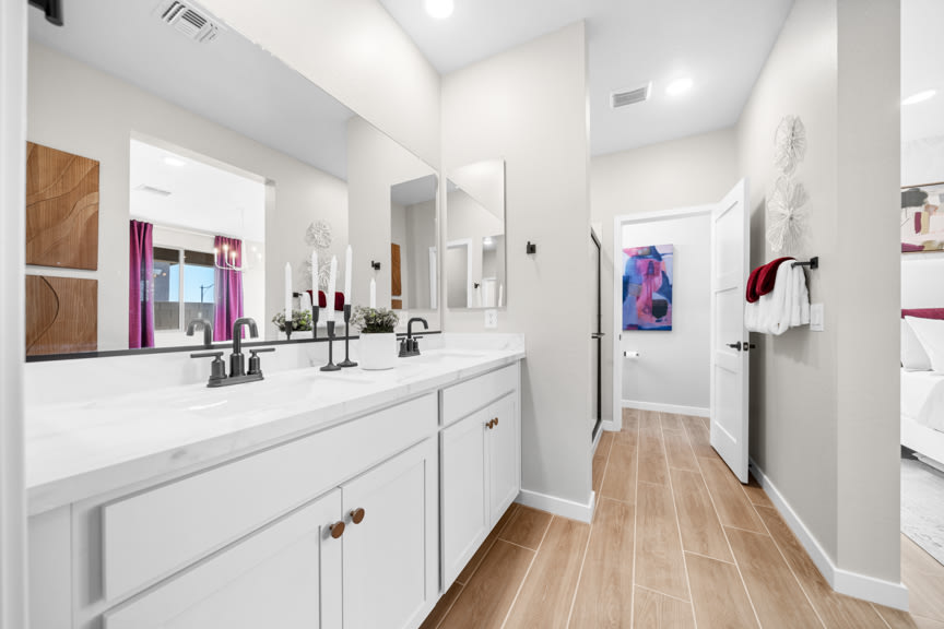 Primary Bathroom | Terraza Model Home | Mira Vista at Victory in Buckeye, AZ by Landsea Homes