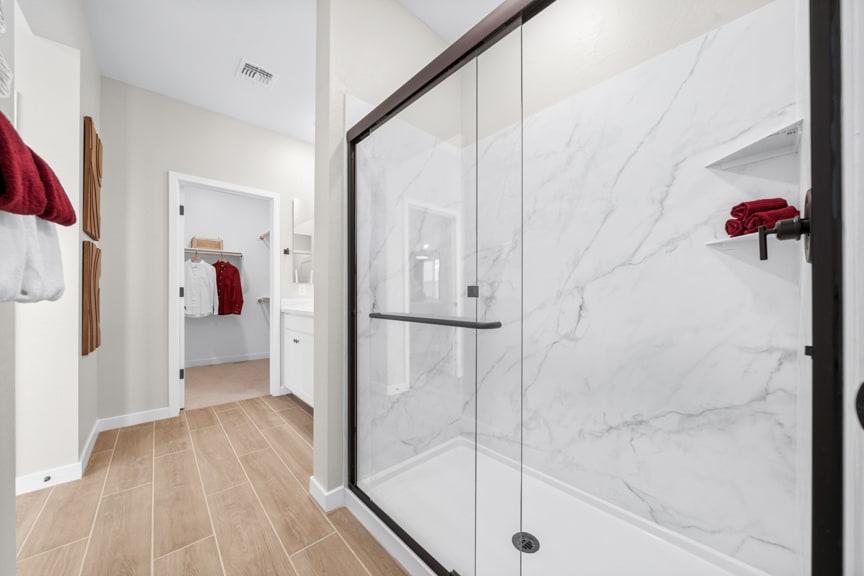 Primary Bathroom | Terraza Model Home | Mira Vista at Victory in Buckeye, AZ by Landsea Homes