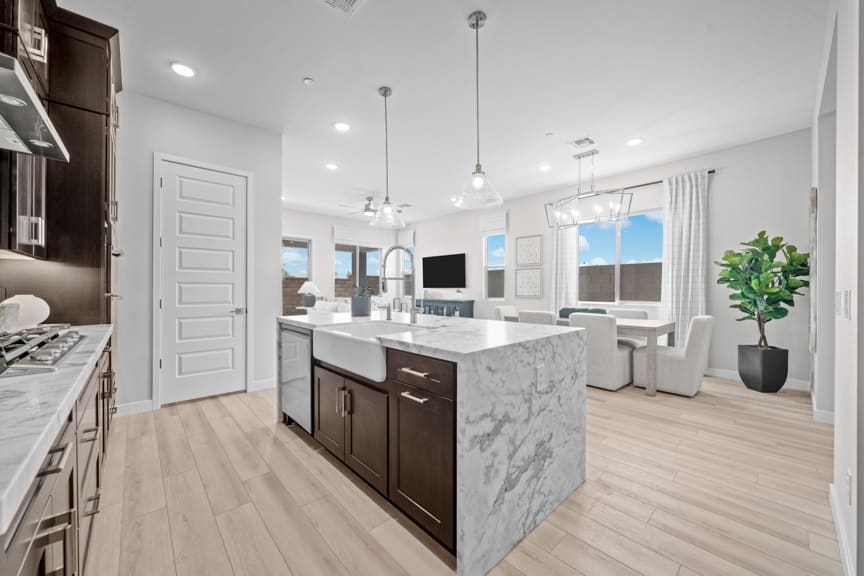 Kitchen & Great Room | Cielo Model | Mira Vista at Victory in Buckeye, AZ by Landsea Homes