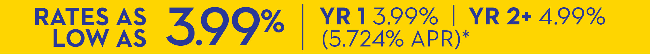 Rates as low as 3.99% (5.724% APR)*