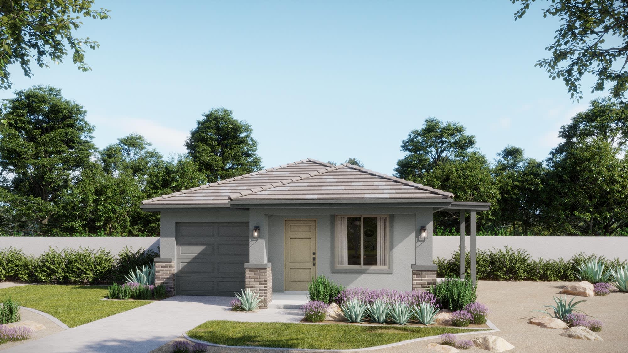 Prairie Elevation | Apex - Coach Lights Shown are Optional | Wildera – Crest Series | New Homes in San Tan Valley, AZ by Landsea Homes