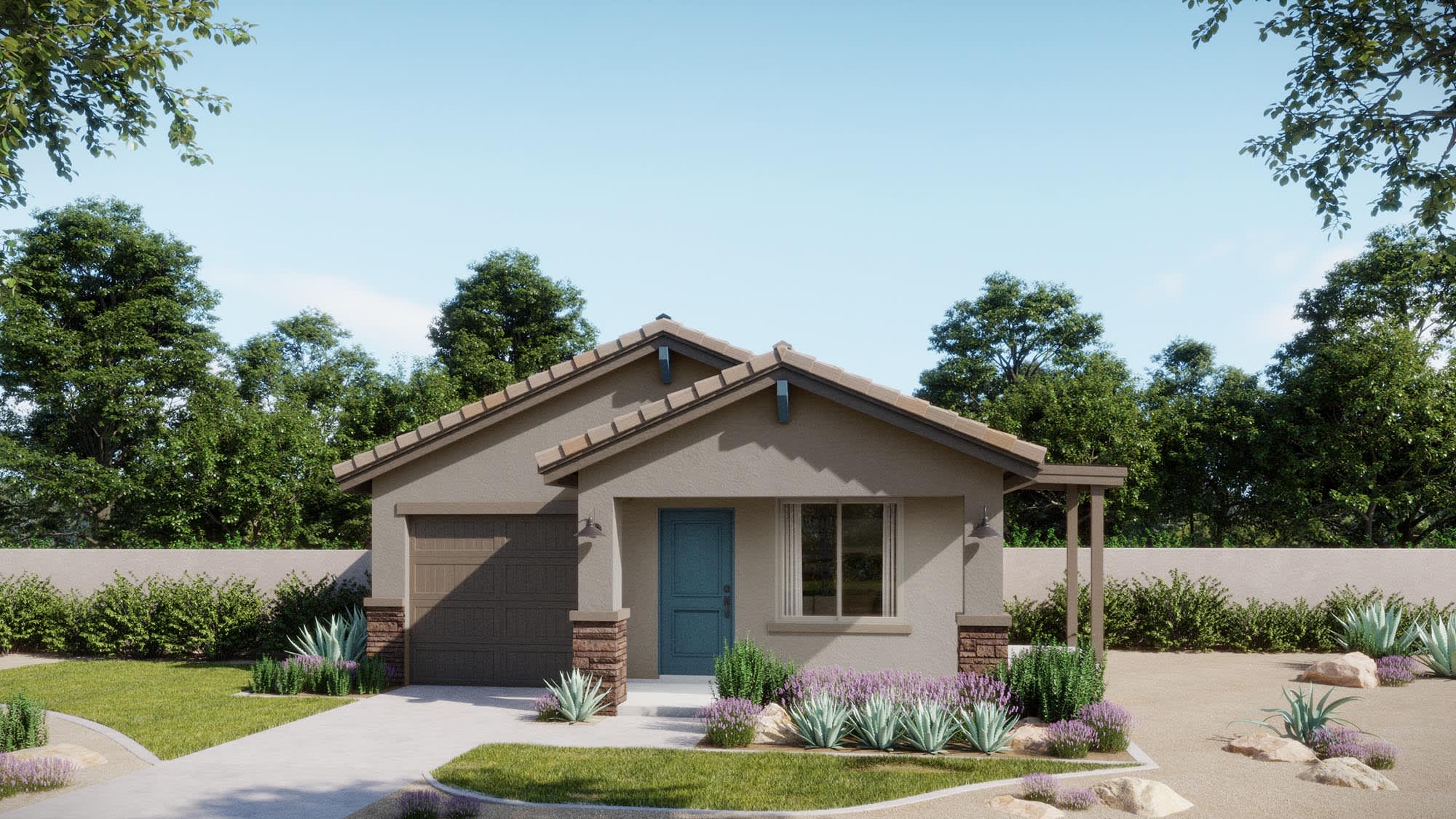 Ranch Elevation | Apex - Coach Lights Shown are Optional | Wildera – Crest Series | New Homes in San Tan Valley, AZ by Landsea Homes