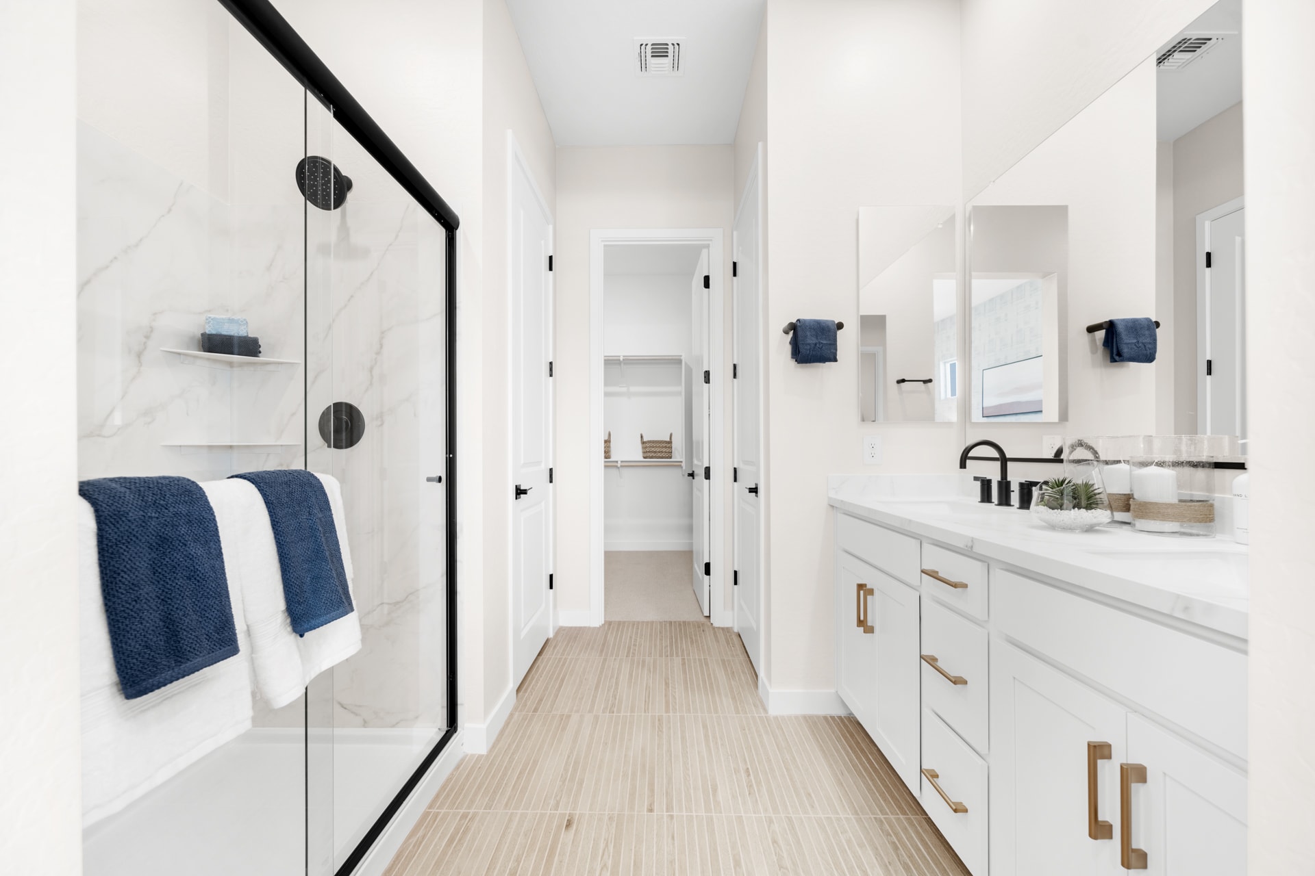 Primary Bathroom & Walk-in Closet | Gemini Model Home | Rialta | New homes in Mesa, Arizona | Landsea Homes