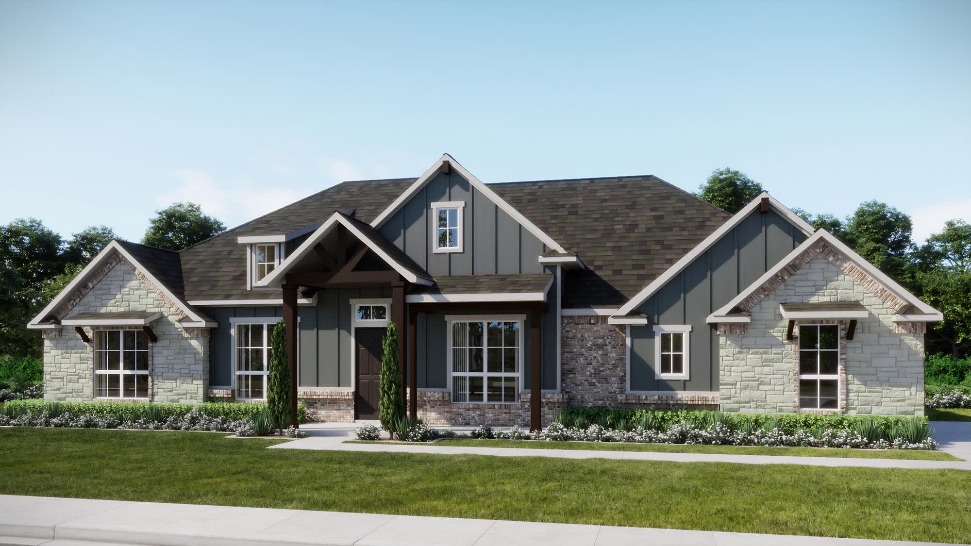 Elevation C with Stone | Concept 2978 at The Meadows in Gunter, TX by Landsea Homes