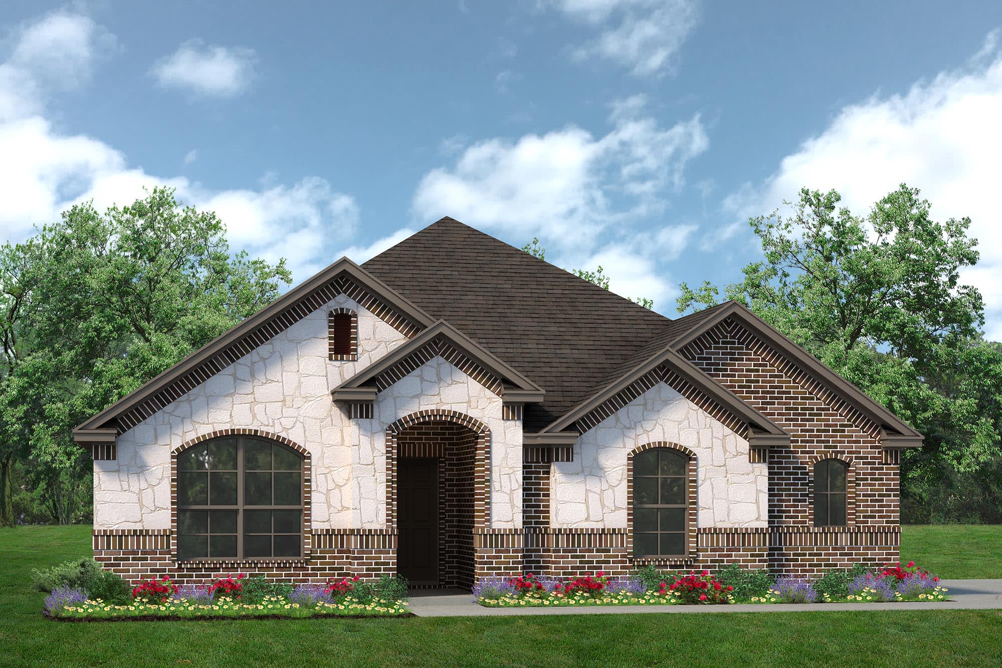 Elevation A with Stone & Outswing | Concept 2186 at El Dorado in Granbury, TX by Landsea Homes