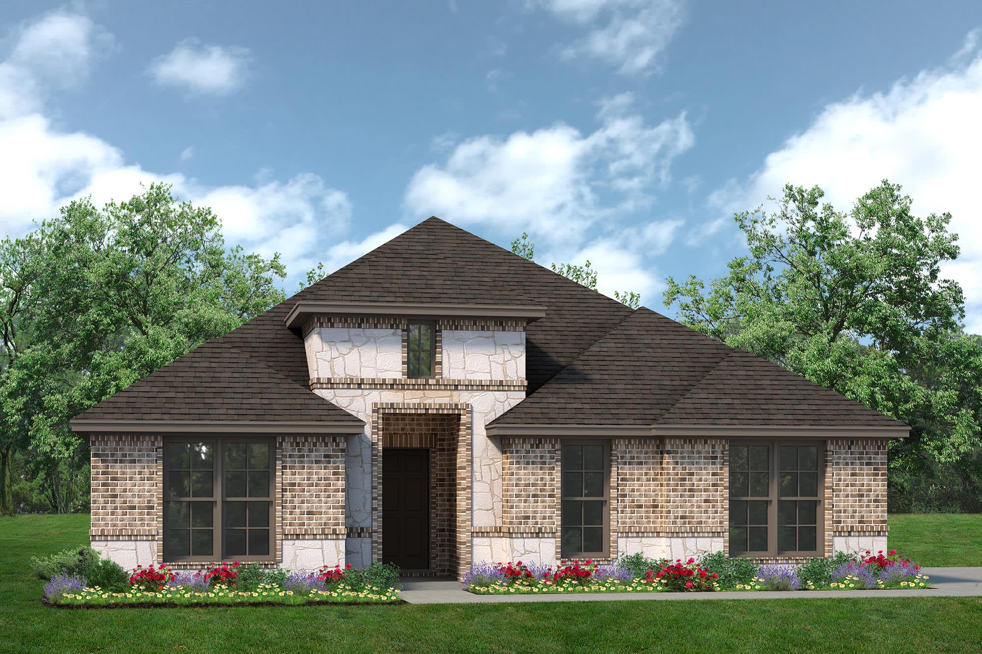 Elevation B with Stone & Outswing | Concept 2186 at El Dorado in Granbury, TX by Landsea Homes