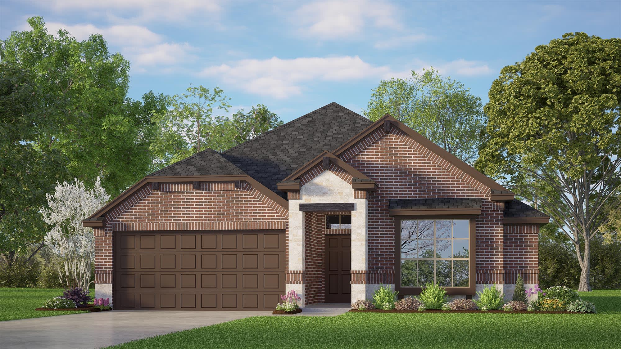 Elevation C with Stone | Concept 1455 at Pirate Village in Granbury, TX by Landsea Homes