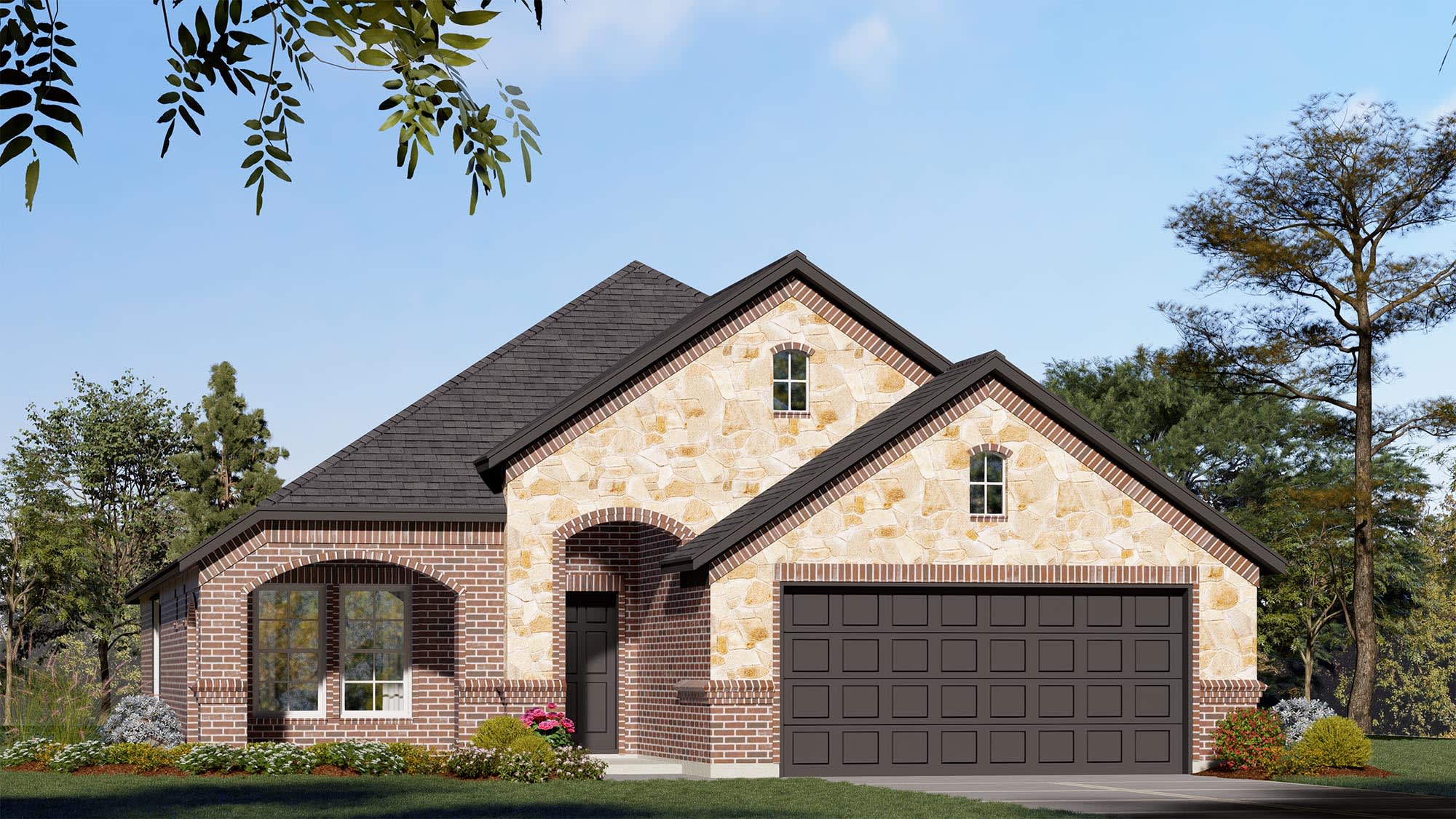 Elevation C with Stone | Concept 1849 at El Dorado in Granbury, TX by Landsea Homes