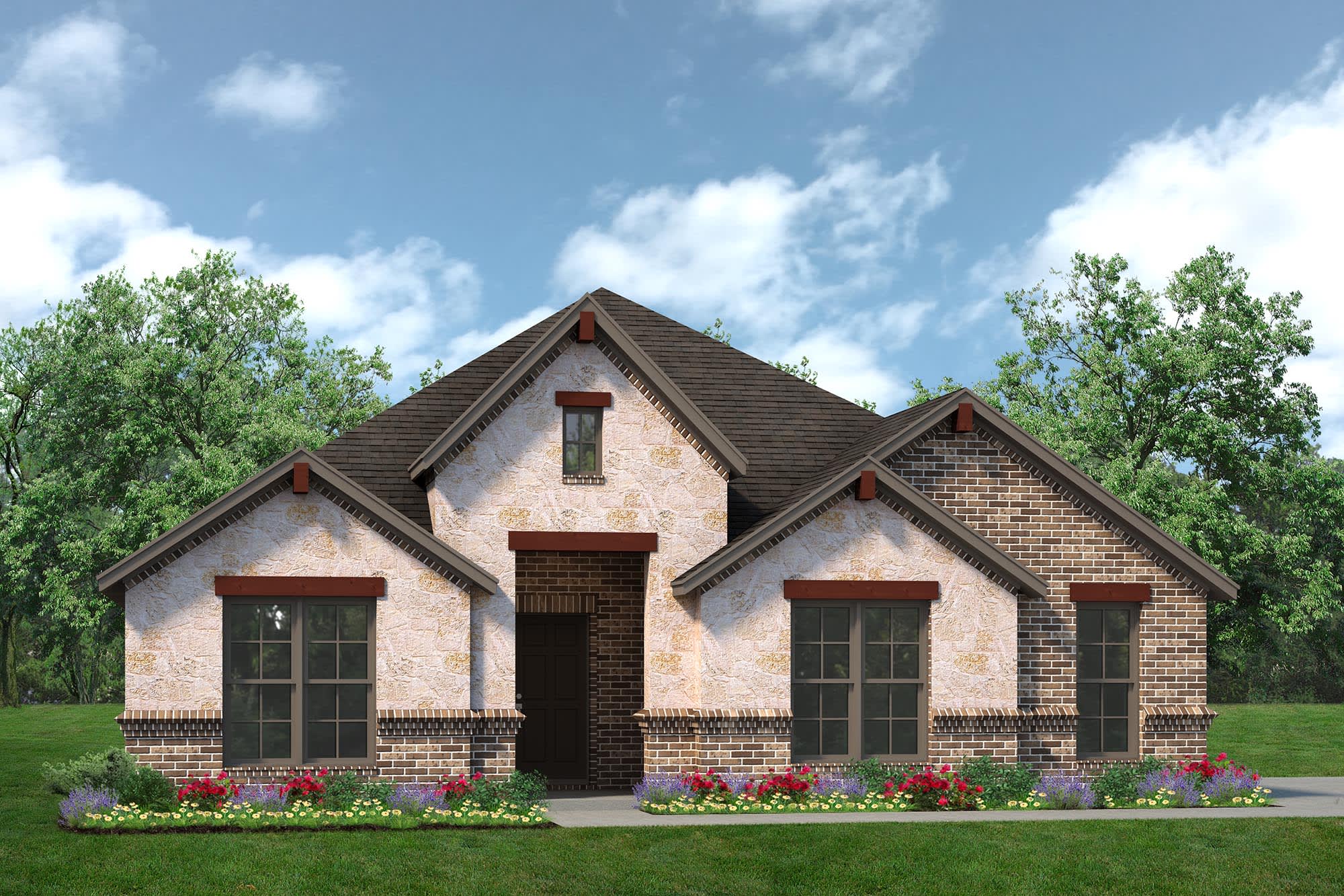 Elevation D with Stone & Outswing | Concept 2186 at El Dorado in Granbury, TX by Landsea Homes