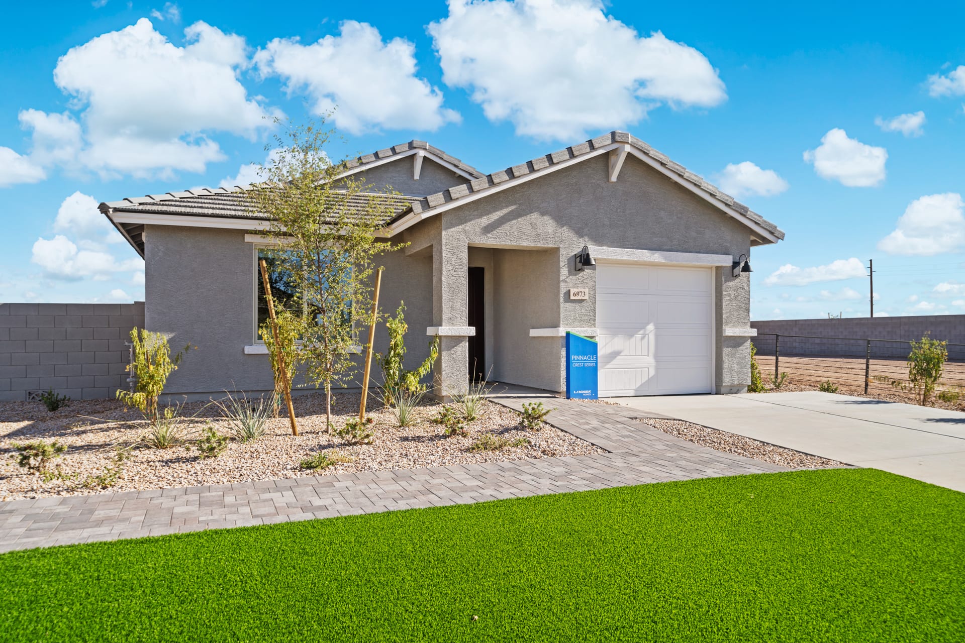 Ranch Elevation | Pinnacle - Coach Lights Shown are Optional | Wildera – Crest Series | New Homes in San Tan Valley, AZ by Landsea Homes