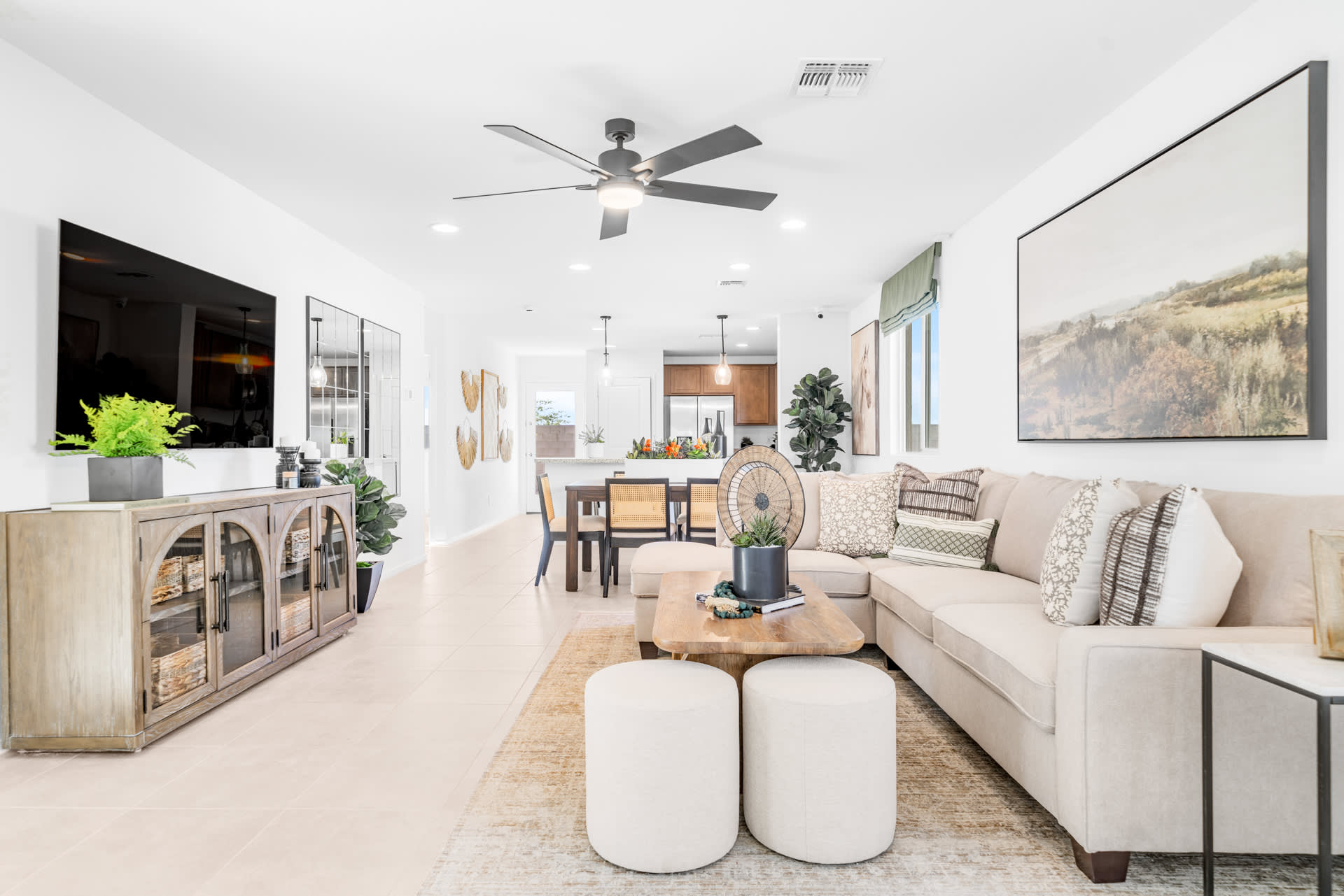 Open Great Room, Dining Area and Kitchen | Horizon | Wildera – Crest Series | New Homes in San Tan Valley, AZ by Landsea Homes