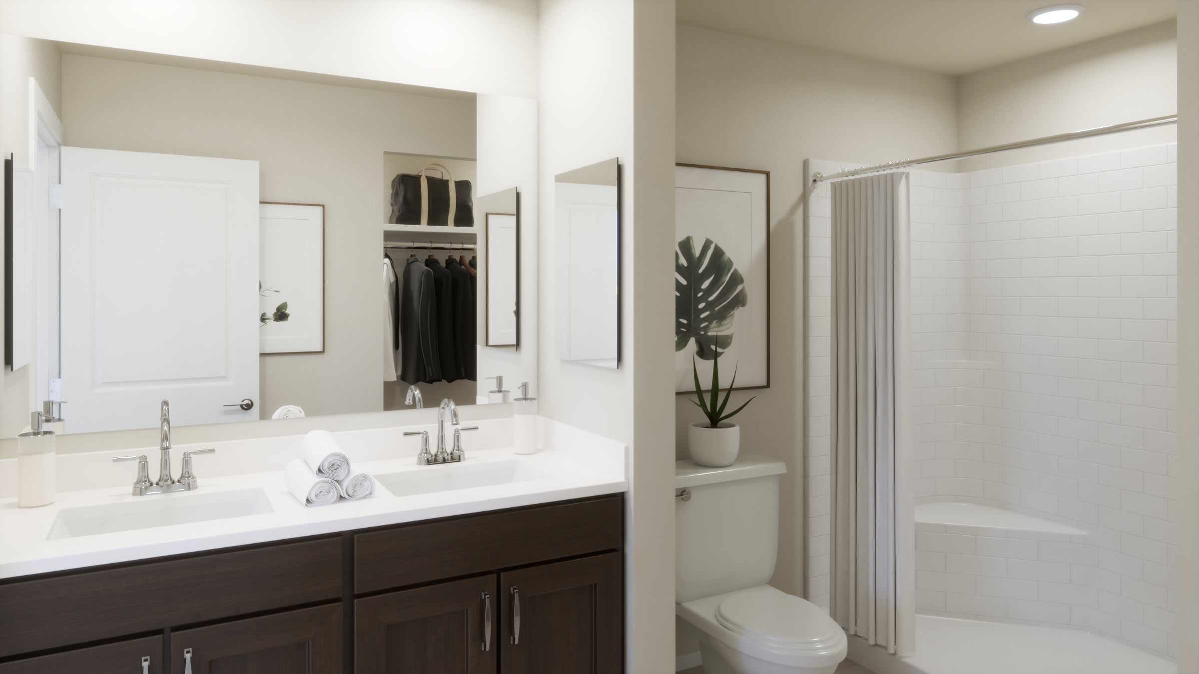 Primary Bathroom Virtual Rendering | Apex Floorplan | Wildera – Crest Series | New Homes in San Tan Valley, AZ by Landsea Homes