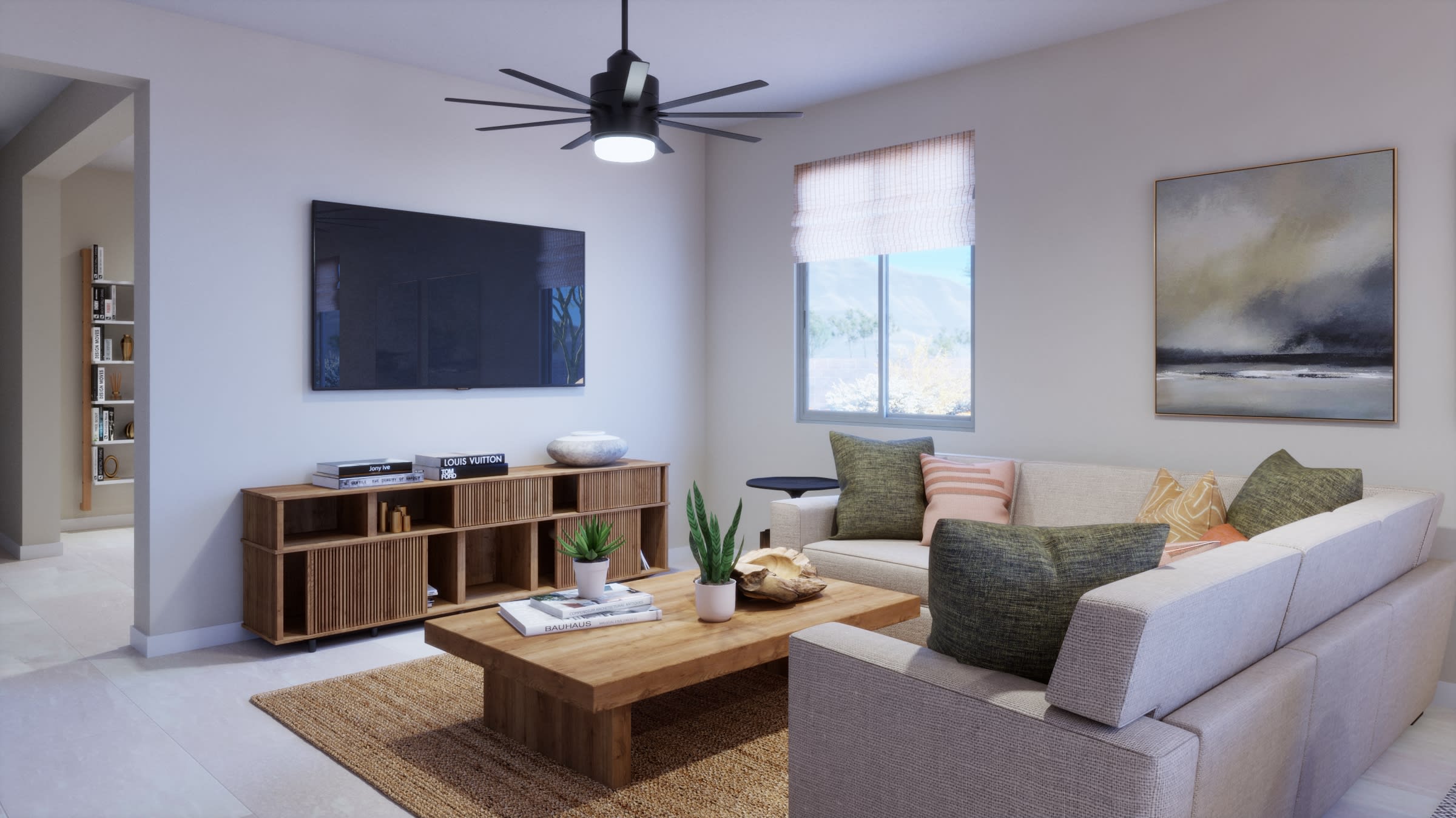 Great Room Virtual Rendering | Firelight Floorplan | Elara at Moonlight | New Homes in Maricopa, AZ by Landsea Homes