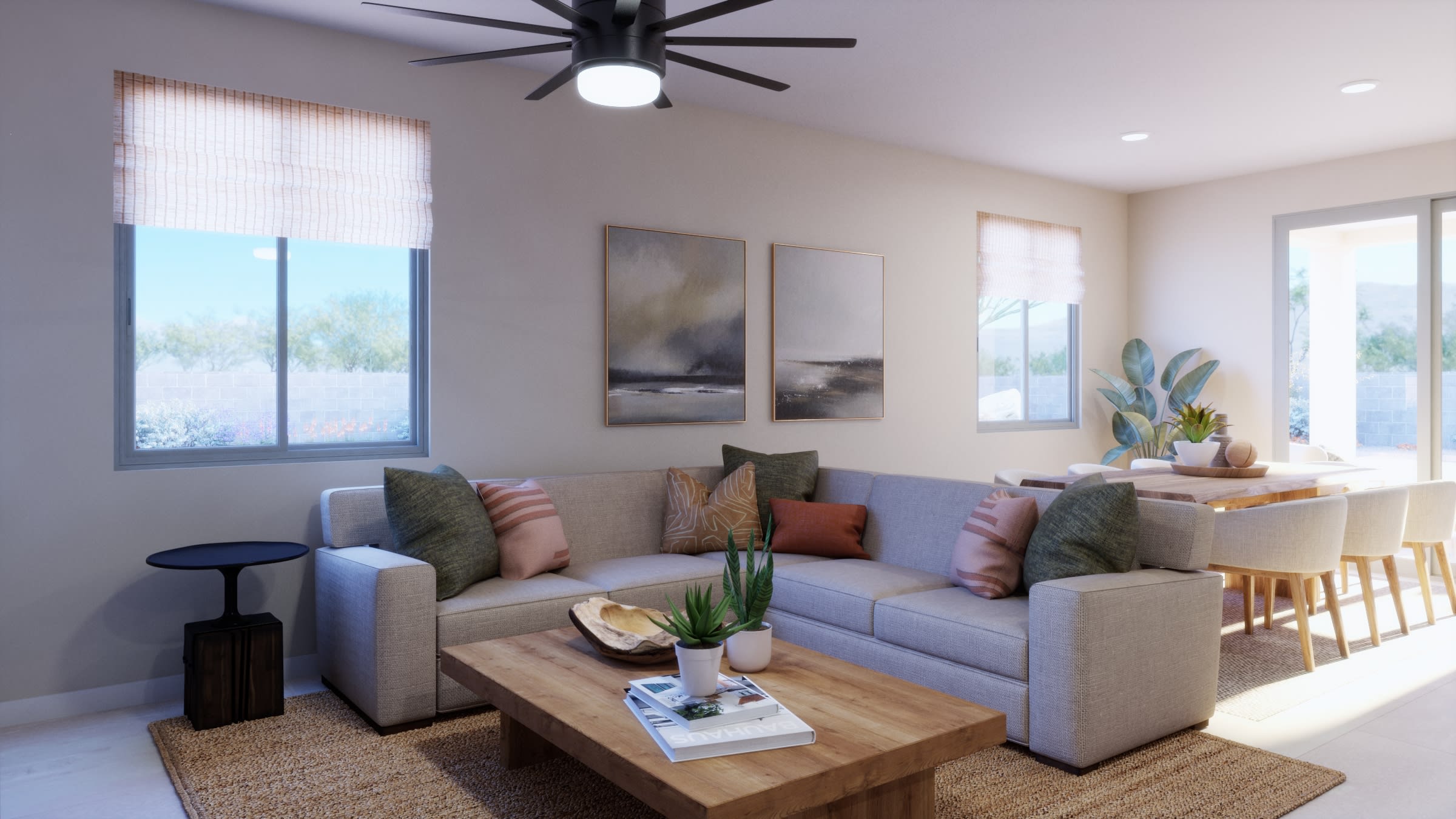 Great Room Virtual Rendering | Firelight Floorplan | Elara at Moonlight | New Homes in Maricopa, AZ by Landsea Homes