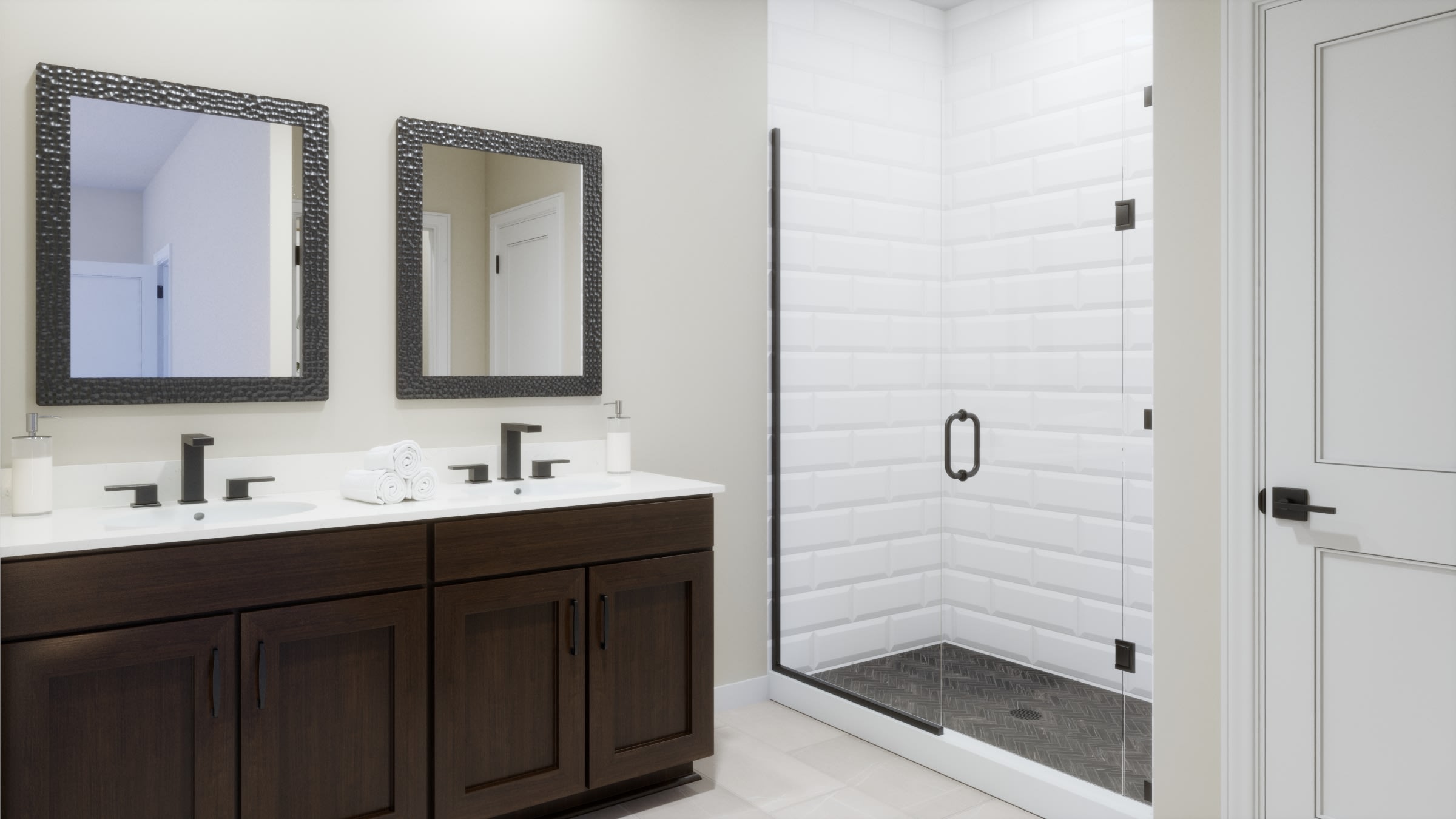 Primary Bathroom Virtual Rendering | Firelight Floorplan | Elara at Moonlight | New Homes in Maricopa, AZ by Landsea Homes