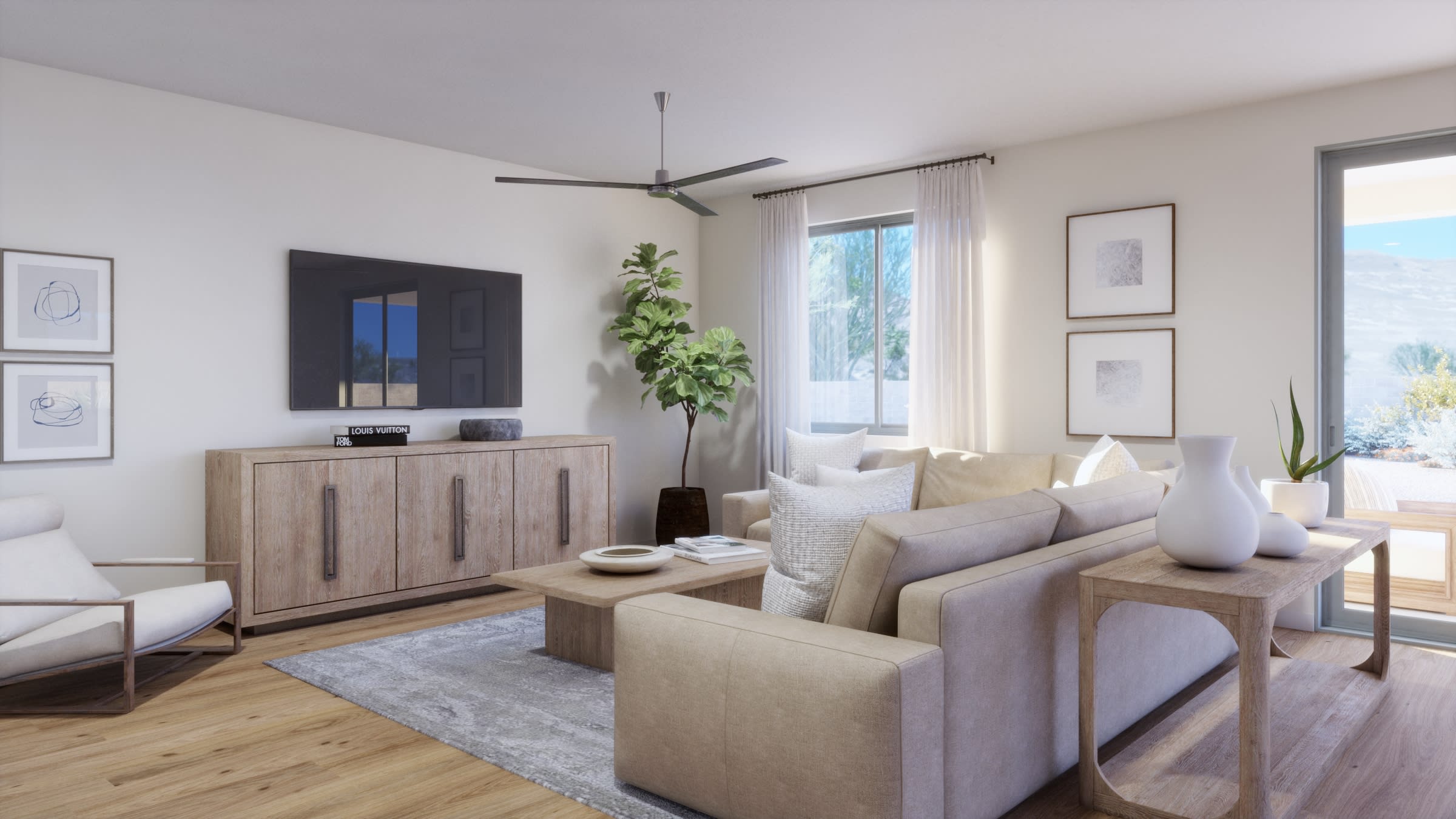 Great Room Virtual Rendering | Twilight Floorplan | Elara at Moonlight | New Homes in Maricopa, AZ by Landsea Homes