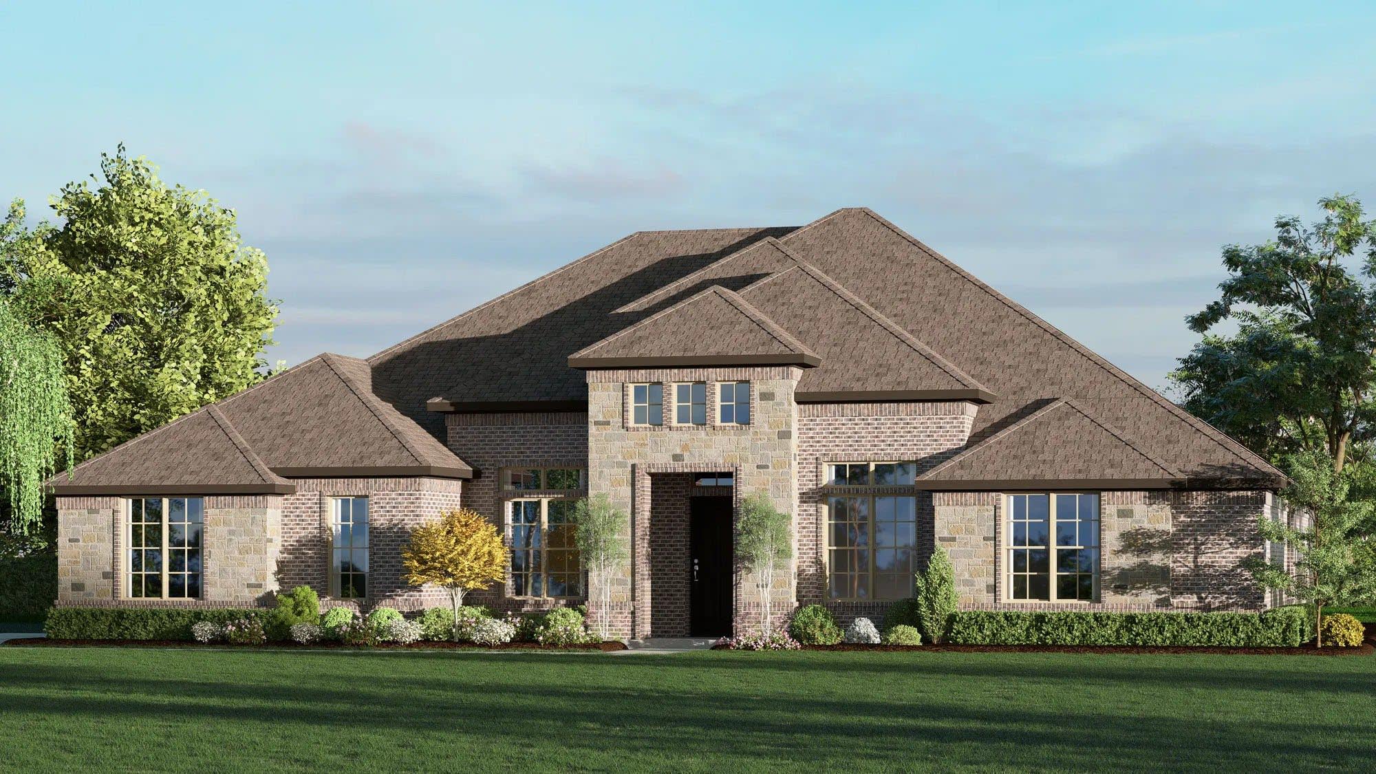 Elevation A with Stone | Concept 3441 at Paloma Ranch in New Fairview, TX by Landsea Homes