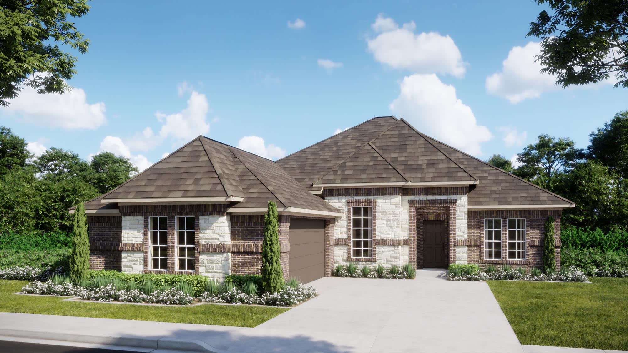 Elevation B with Stone | Concept 2267 at Myrtle Creek in Waxahachie, TX by Landsea Homes