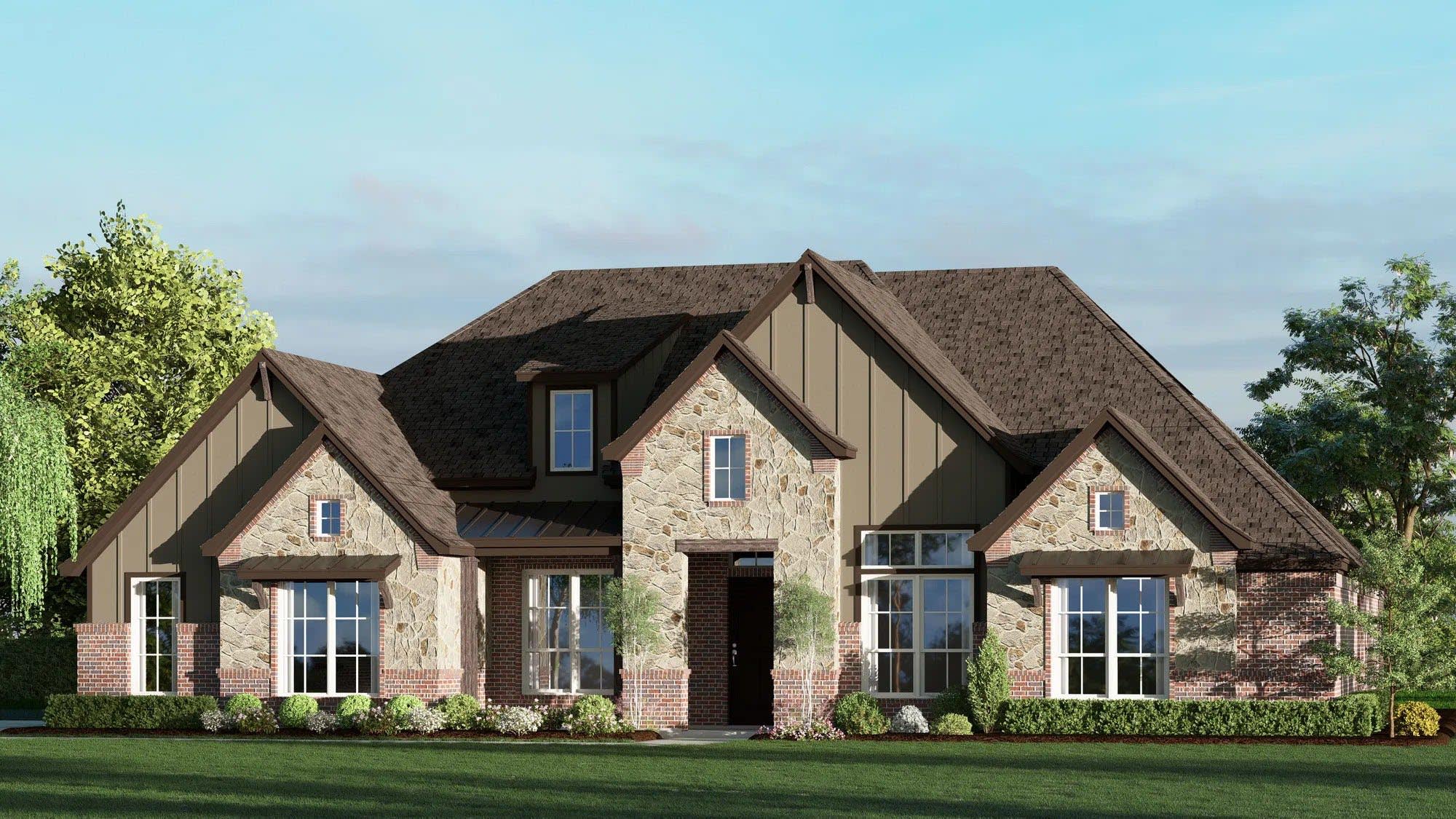 Elevation B with Stone | Concept 3441 at Paloma Ranch in New Fairview, TX by Landsea Homes