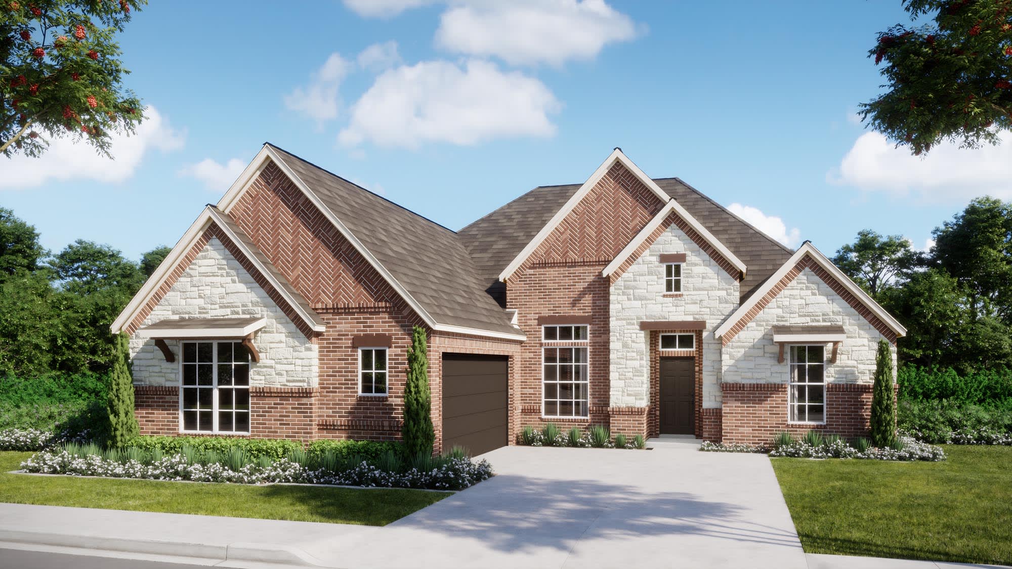 Elevation C with Stone | Concept 2370 at Myrtle Creek in Waxahachie, TX by Landsea Homes