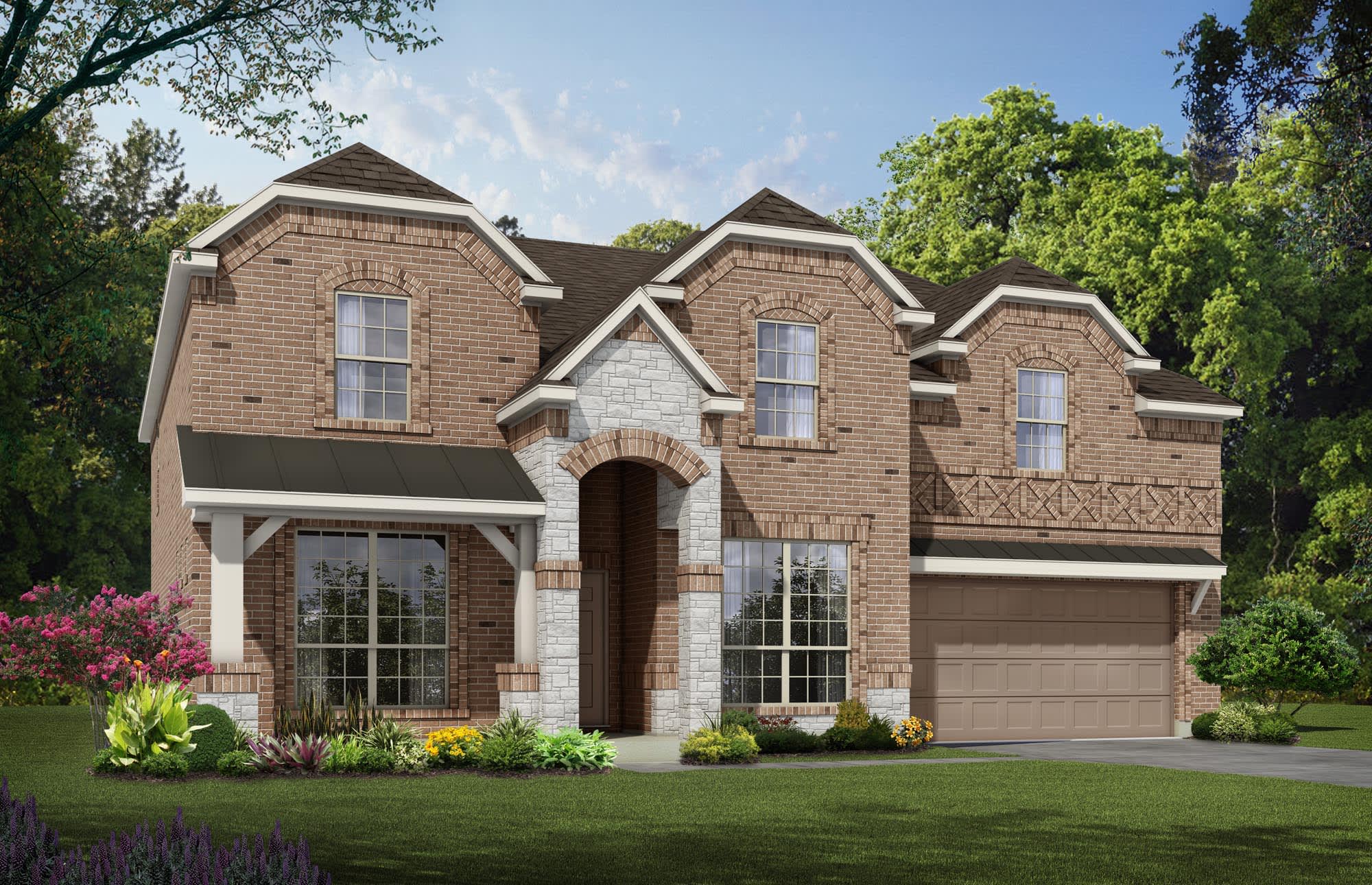 Elevation C with Stone | Concept 3135 at Myrtle Creek in Waxahachie, TX by Landsea Homes