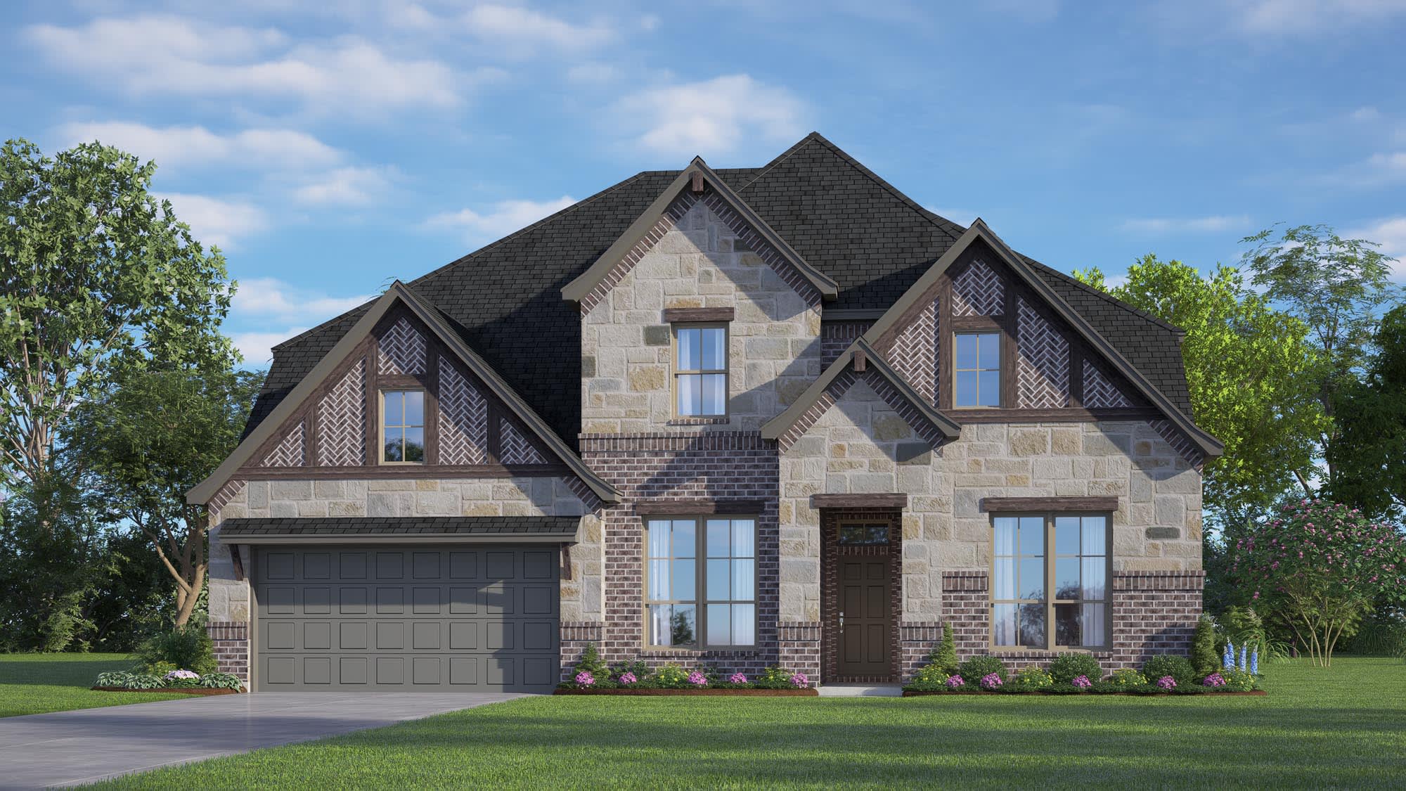 Elevation C with Stone | Concept 3473 at Myrtle Creek in Waxahachie, TX by Landsea Homes