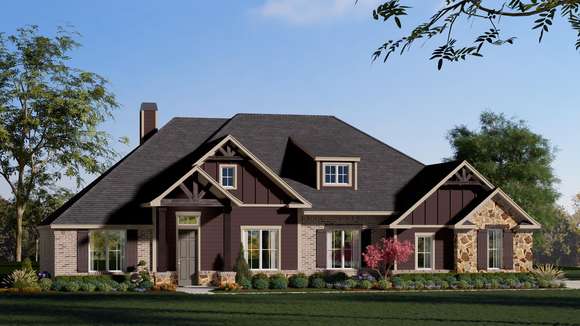 Elevation C with Stone | Concept 3141 at Paloma Ranch in New Fairview, TX by Landsea Homes