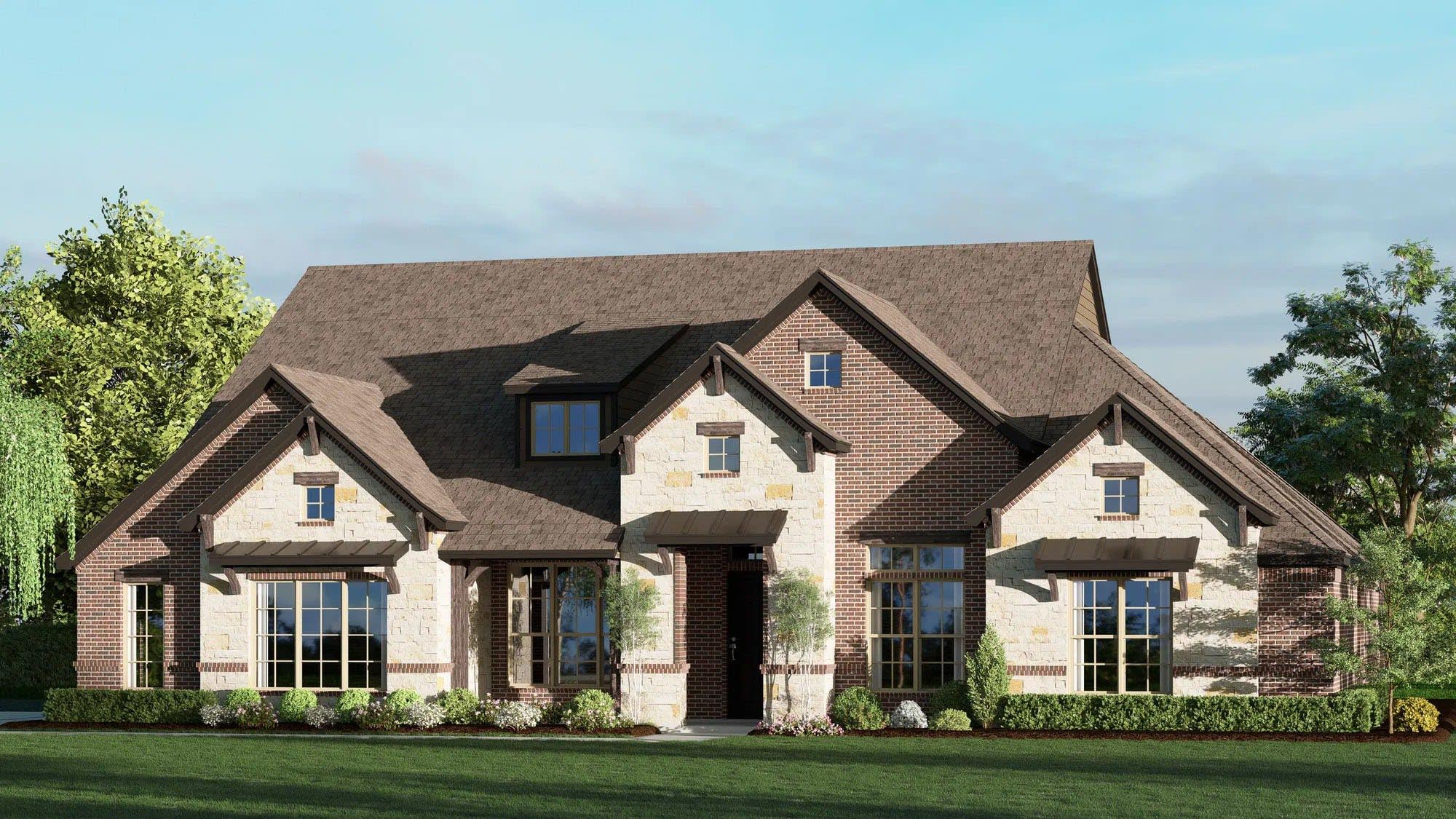 Elevation C with Stone | Concept 3441 at Paloma Ranch in New Fairview, TX by Landsea Homes
