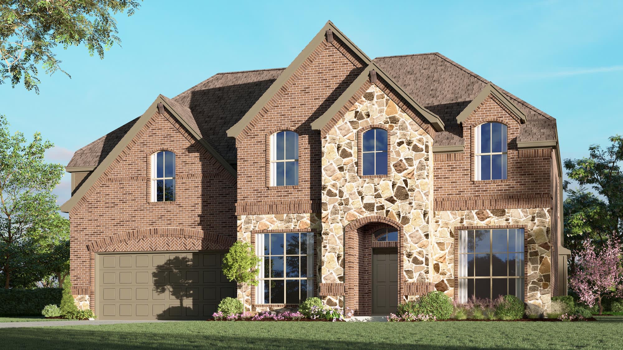 Elevation D with Stone | Concept 3135 at Myrtle Creek in Waxahachie, TX by Landsea Homes