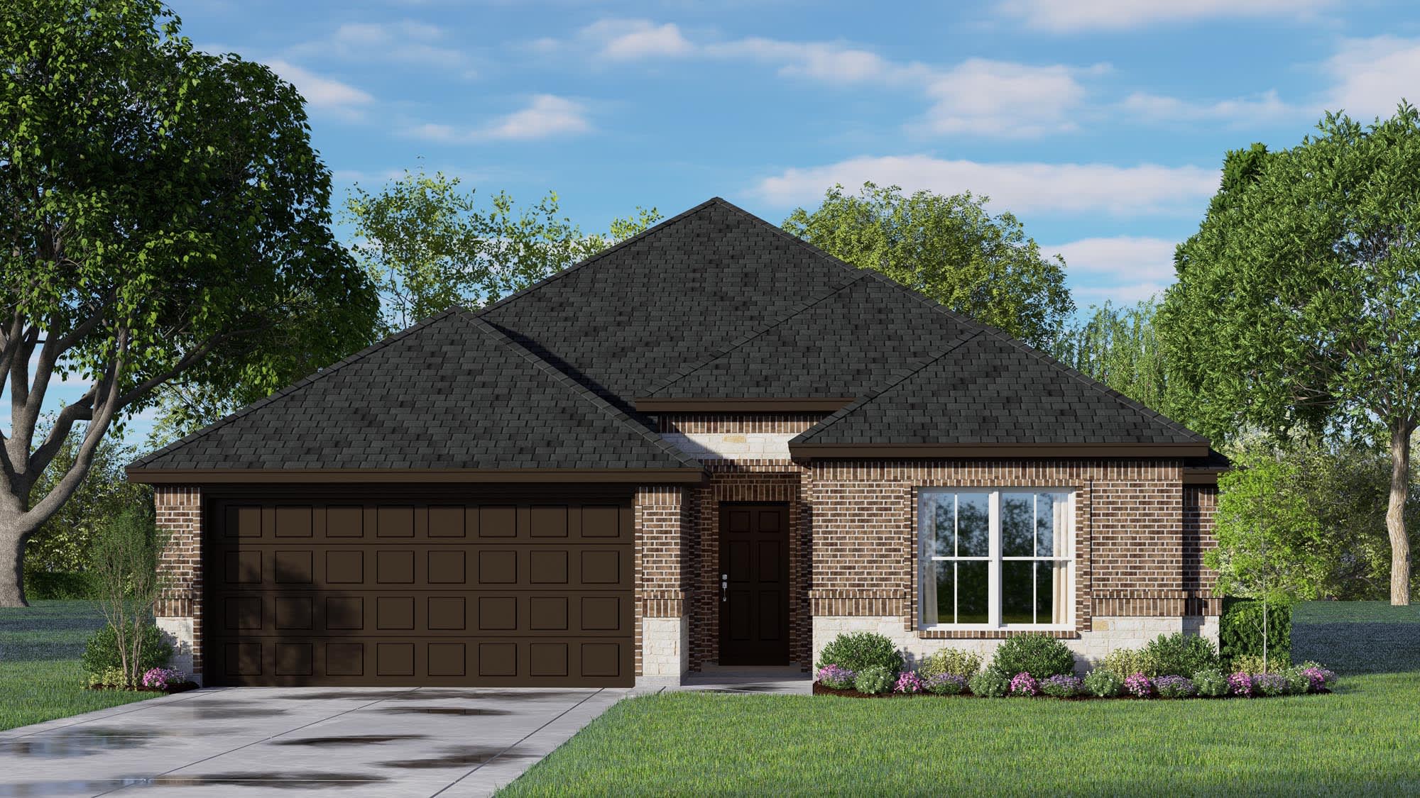Elevation A with Stone | Concept 1660 at Waterford Park in Weatherford, TX by Landsea Homes